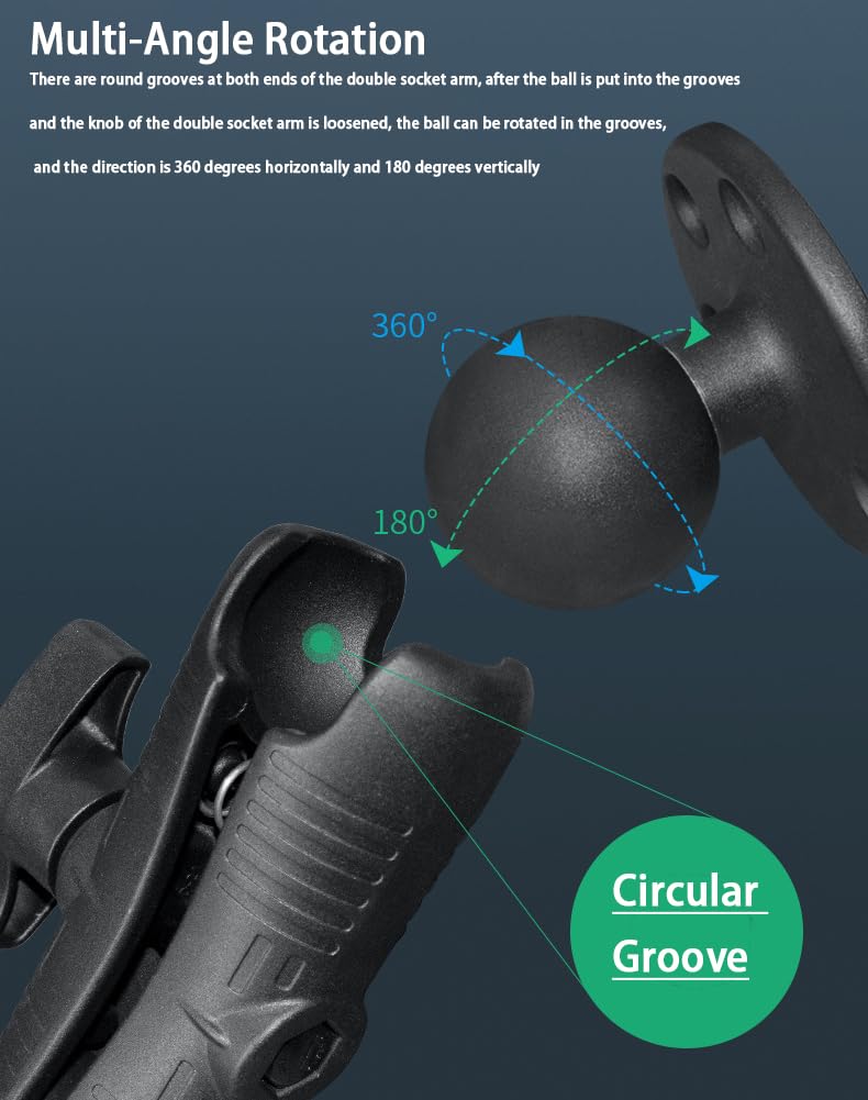 Strg 2.25'' Ball Mount With Amps Round Plate, Ball Mount Base Compatible With Ram And 2.25' D Size Double Socket Arm From Arkon, Ibolt And Tackform Enterprise Series