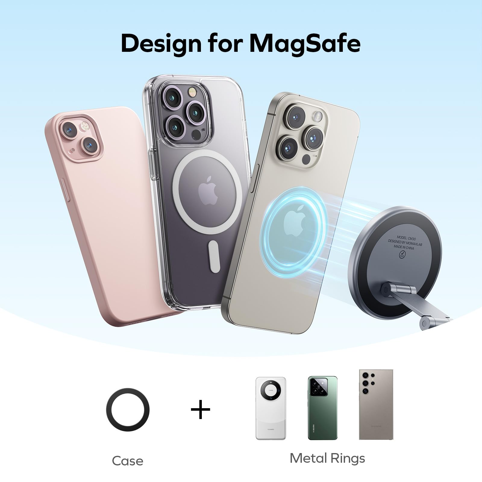 Momax Magsafe Car Mount, N52 Magnetic Car Phone Mount, 905 Rotation Cell Phone Mount For Dashboard Windshield, Phone Holder Moun