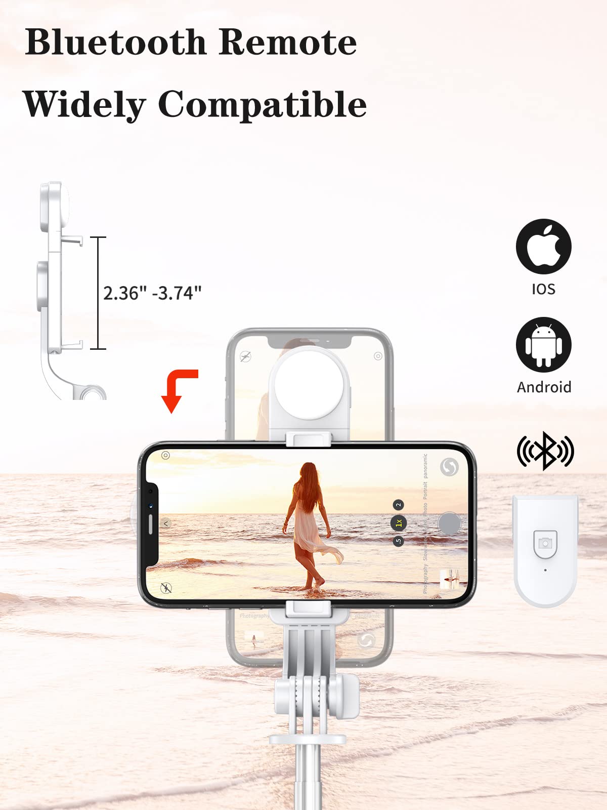 Stable Selfie Stick Tripod With Fill Light, Portable Travel Tripod With Remote, For Iphone 16/15/14/13/12/11/Xs Max/8/7, Samsung