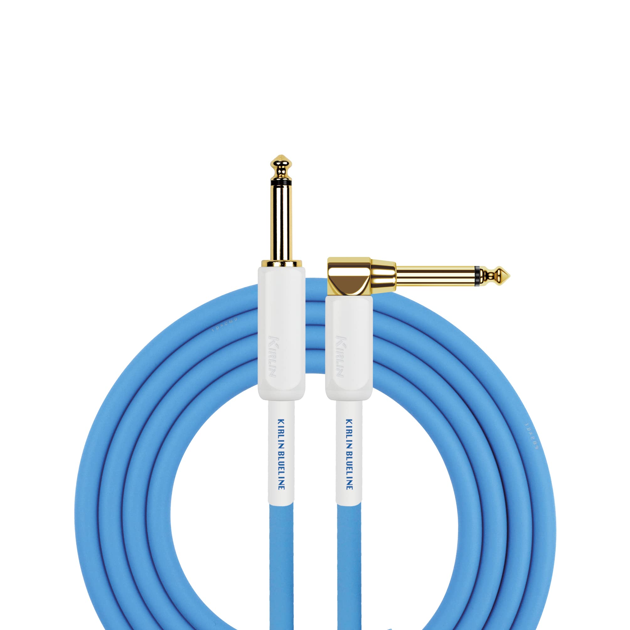 Kirlin Cable Bli 202Wfgl 20/Be 20 Feet Straight To Right Angle 1/4 Inch Plug Blueline Instrument Cable With Blue Pvc Jacket