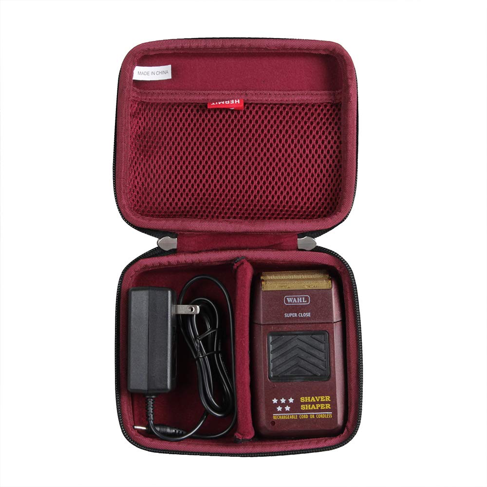 Hermitshell Hard Travel Case For Wahl Professional 8061 100 8164 5 Star Series Rechargeable Shaver Shaper (Black+Maroon)