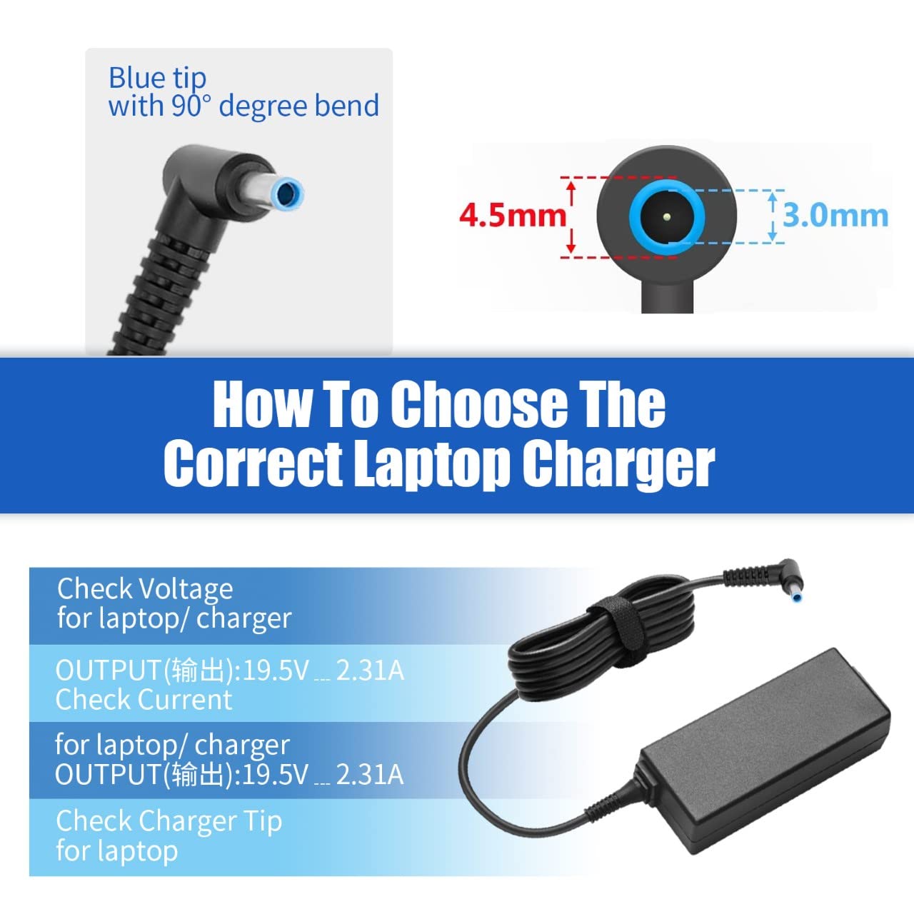 45W Watt Ac Adapter Laptop Charger For Hp Stream 11 13 14, Hp Spectre X360 Hp Pavilion Touchsmart X2 11 13 15, Elitebook Folio 1