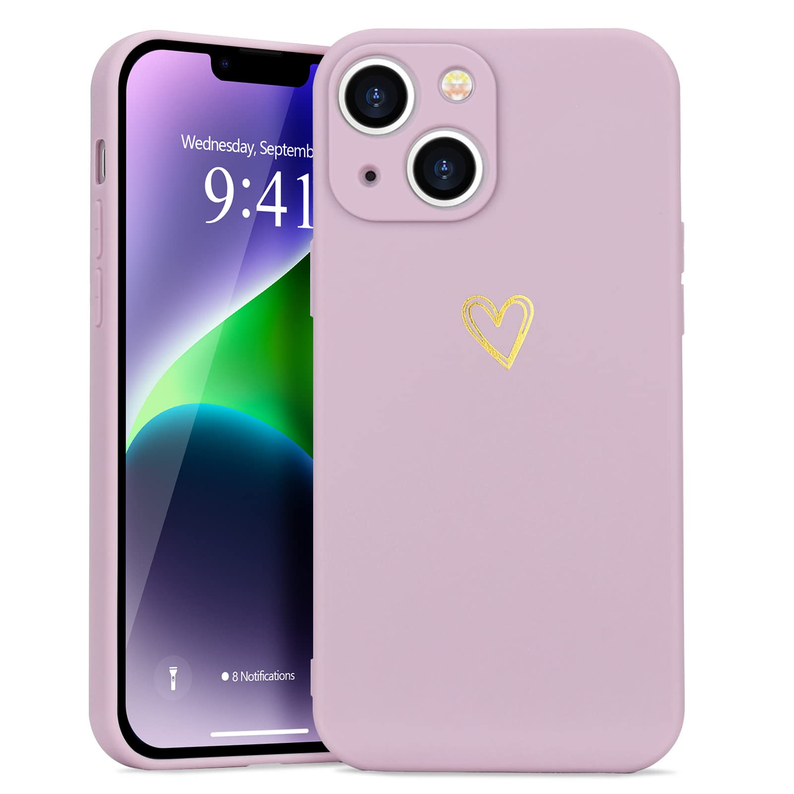 Wirvyuer For Iphone 14 Plus Case Cute Slim Shockproof Phone Case With Wireless Charging Support And Protection, Purple