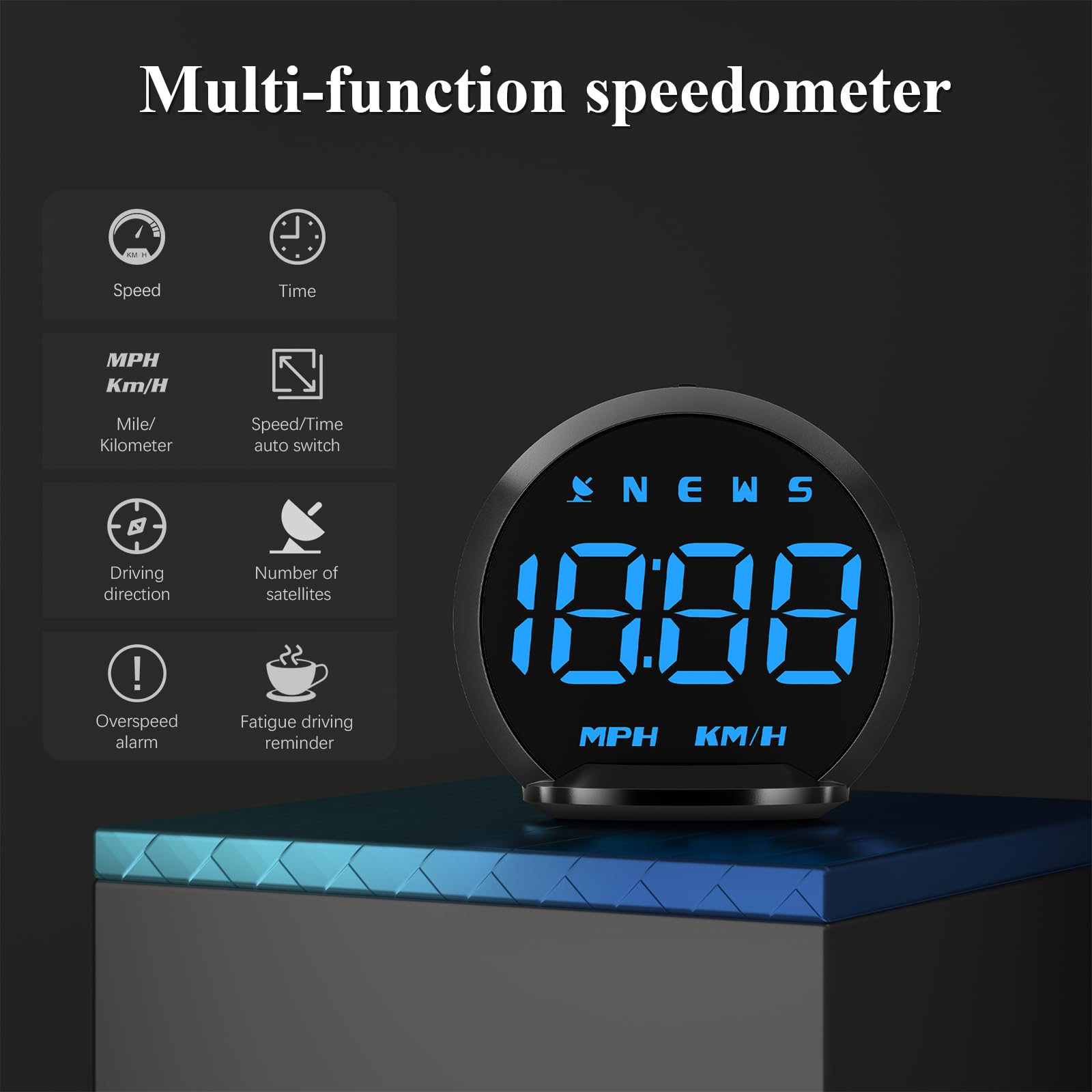 Wiiyii Gps Speedometer G13, Heads Up Display For Cars With Speed Mph, Compass Driving Direction, Fatigue Driving Reminder, Overs