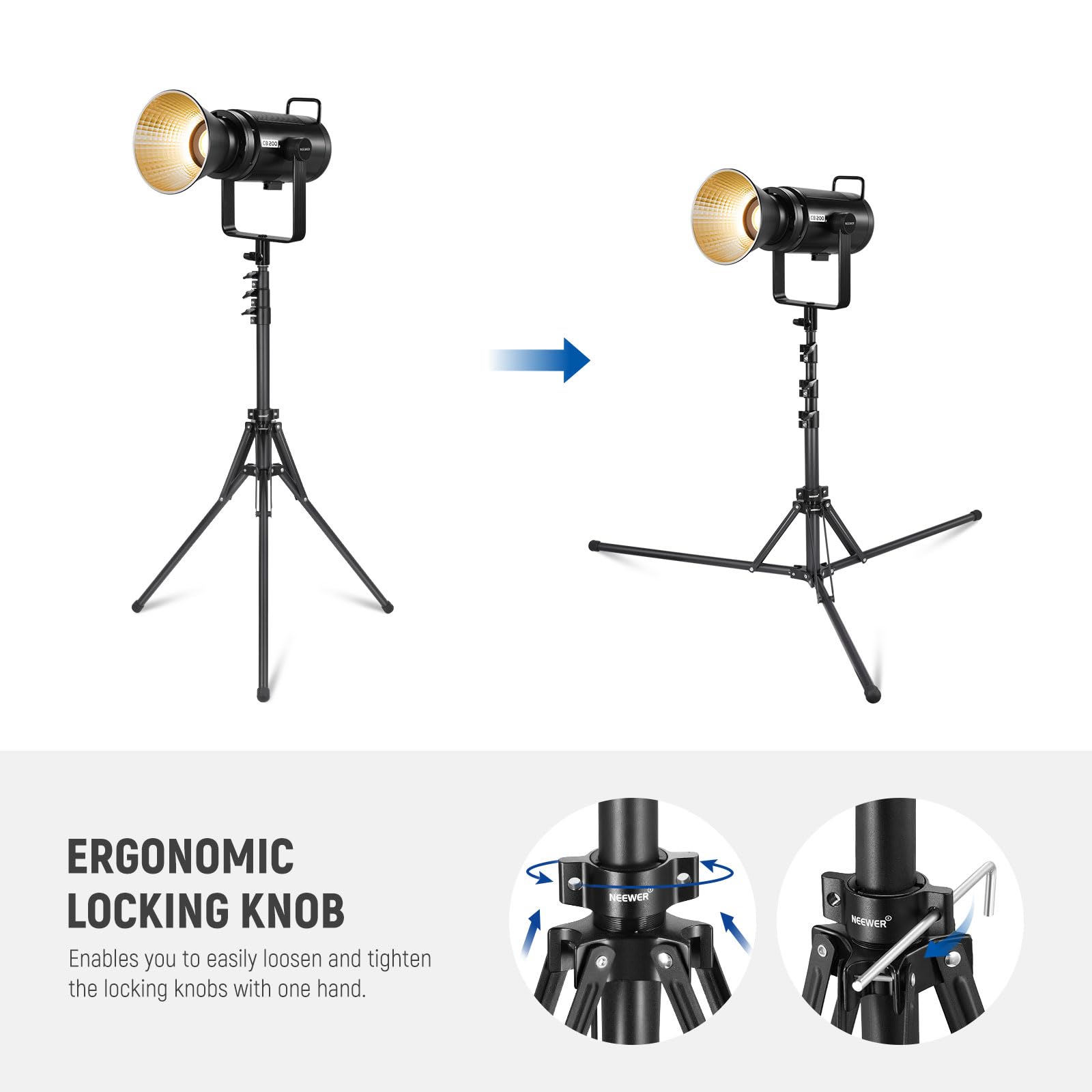 Neewer Light Stand All Metal With 180 Reversible Legs, 70/178Cm Portable Travel Tripod Stand 1/4 Screw & 5/8 Stud For Indoor Out