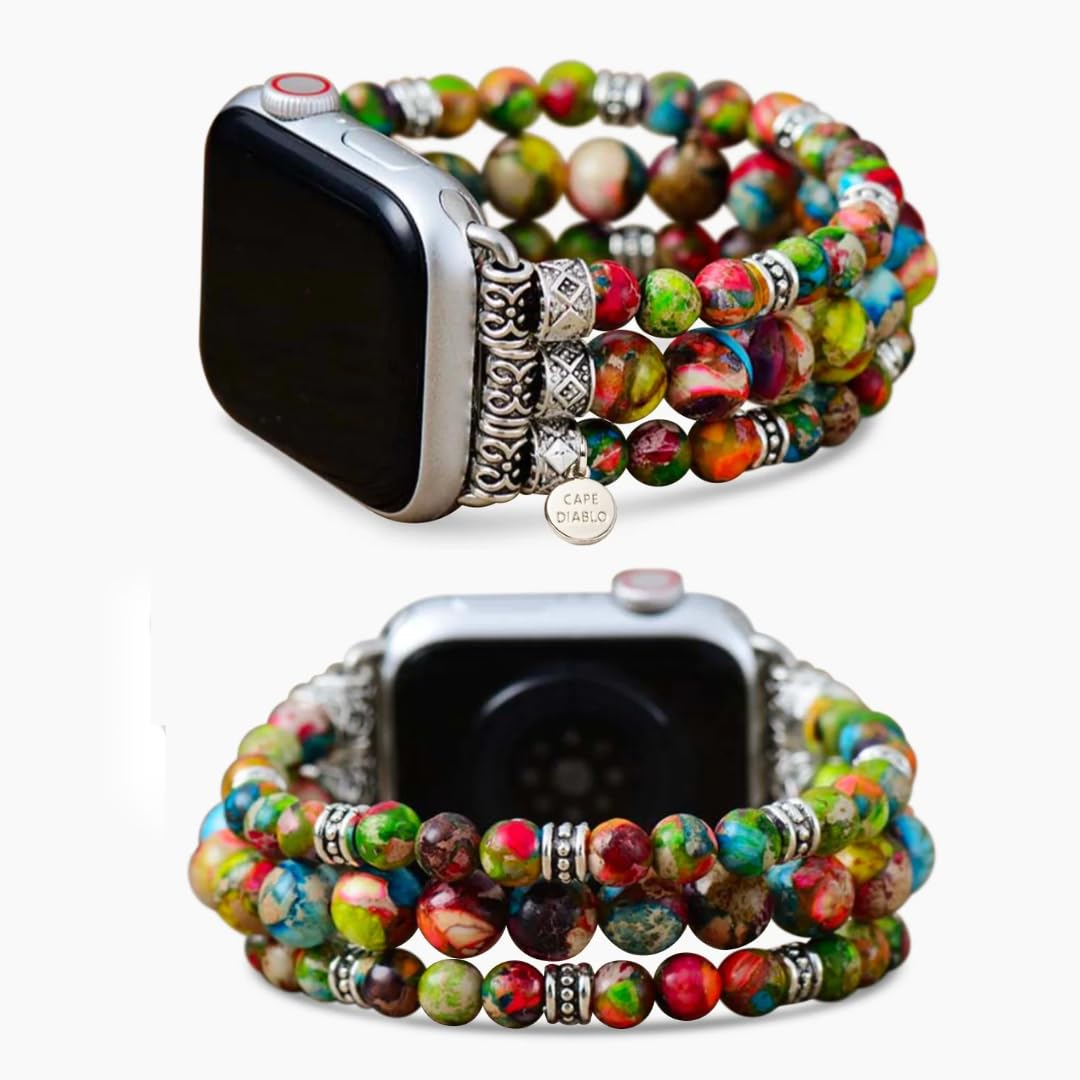 Cape Diablo Smart Watch Band For Women - Handmade Gemstone Strap - Compatible With 38Mm-45Mm Apple Faces (Vineyard Jasper, Small