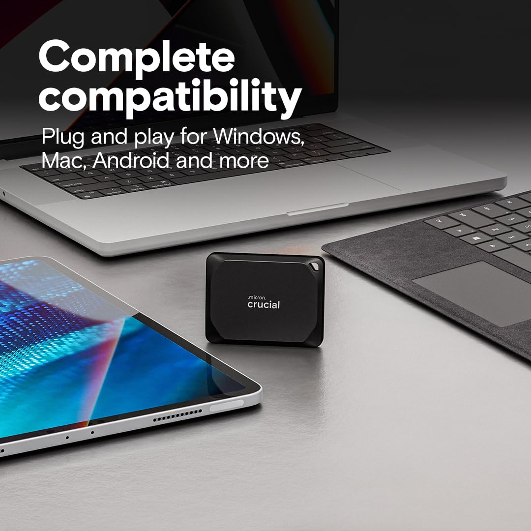 Crucial X10 Pro 2Tb Portable Ssd, Up To 2100Mb/S Read, 2000Mb/S Write, Usb 3.2 Usb-C, External Solid State Drive, Durable Storag