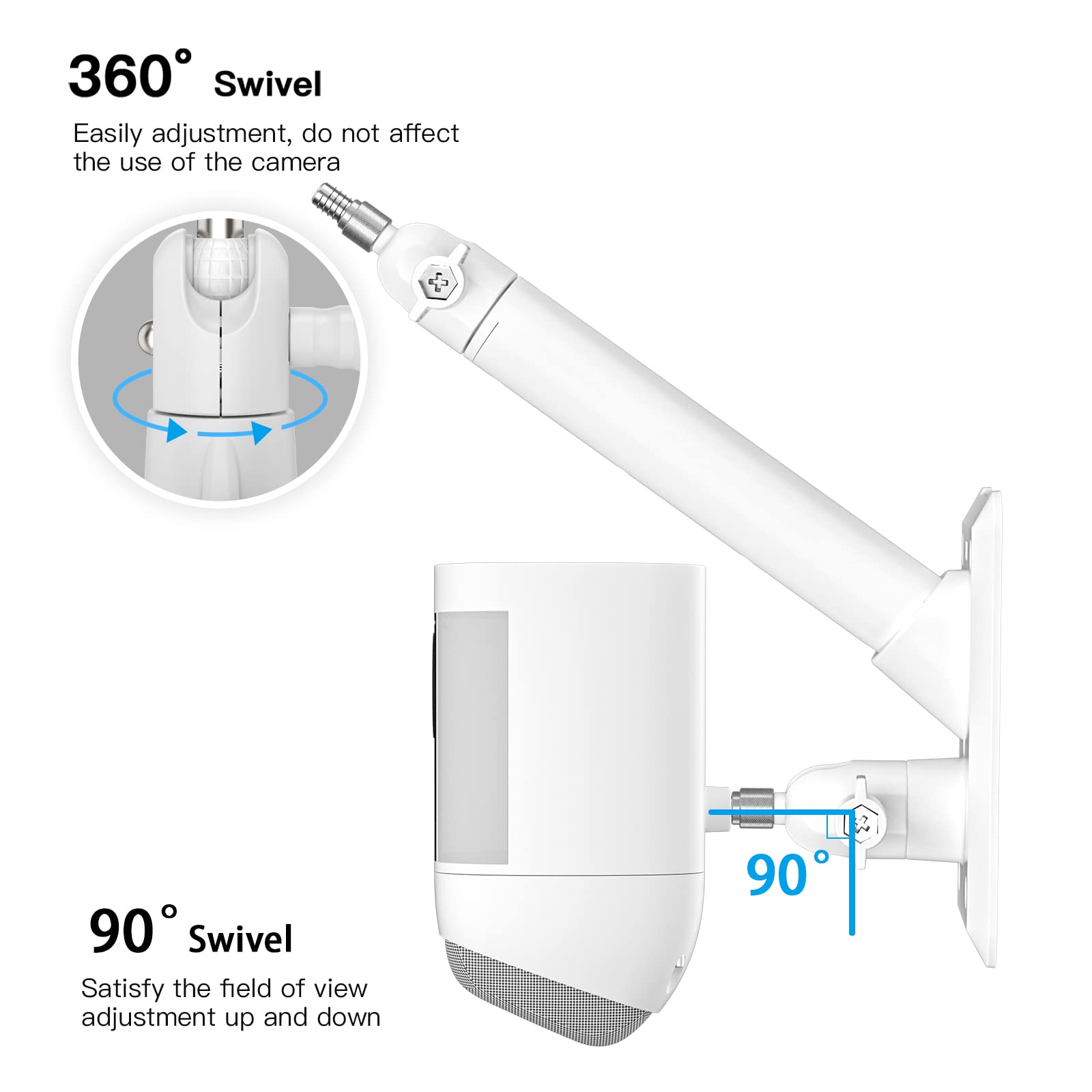 Holaca 2 In 1 Wall Mount Bracket For Stick Up Cam Pro Solar Panel, Spotlight Cam Pro/Plus And Stick Up Cam Battery/Wired Outdoor Mount Accessories For Ring Super Solar Panel (White)