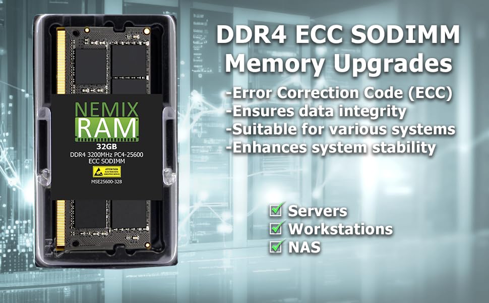 Nemix Ram 64Gb (4X16Gb) Ddr4 2666Mhz Pc4 21300 2Rx8 1.2V 260 Pin Ecc Unbuffered Sodimm Nas Memory Kit Compatible With Synology D