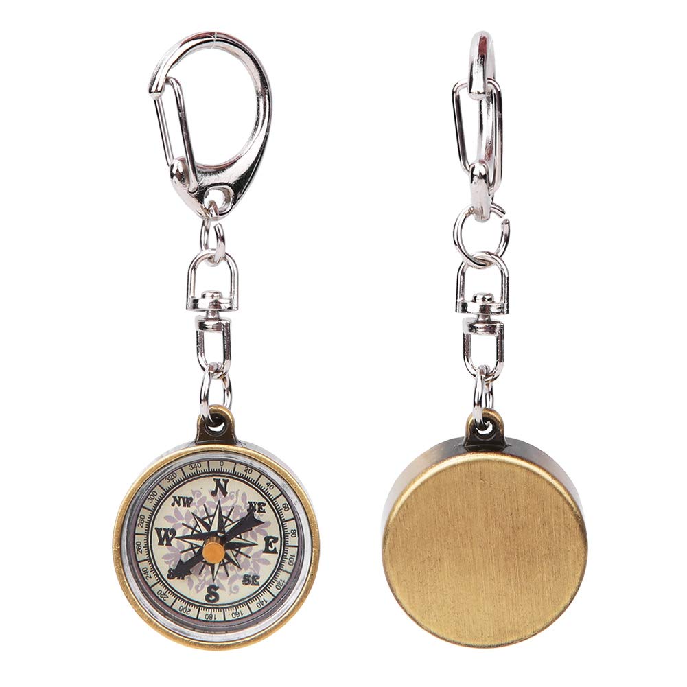 Keychain Compass, Pack Of 2 Vintage Style Zinc Alloy Pocket Compass Navigation Tool For Outdoor Camping Hiking
