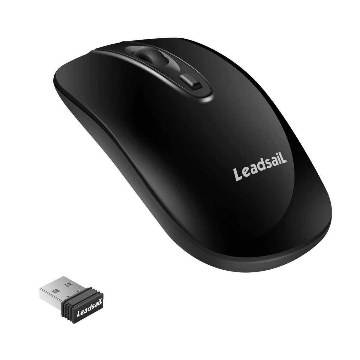 Leadsail Wireless Computer Mouse, 24G Portable Slim Usb Mouse, Silent Click Cordless Mouse With One Aa Battery 3 Adjustable Leve
