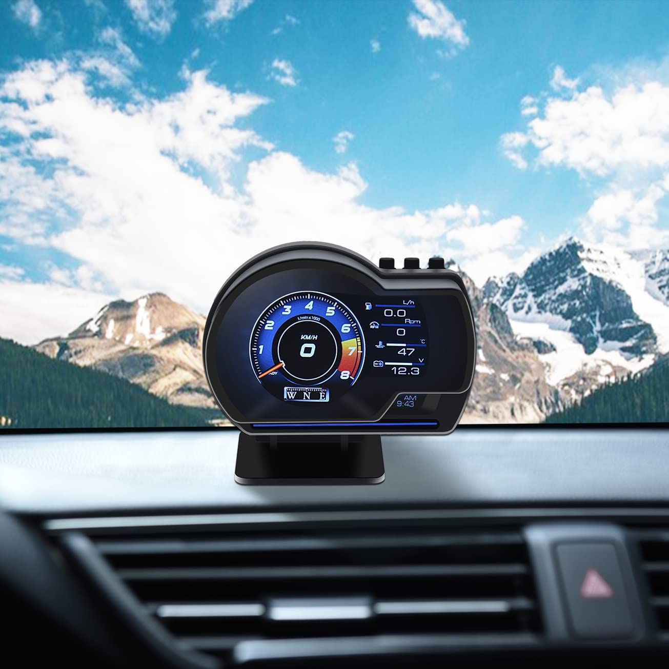 Kaolali Car Hud Head Up Display, Car Hud Display For Digital Obd+Gps Dual System Smart Gauge Display Mph Rpm Over Speeding Alarm