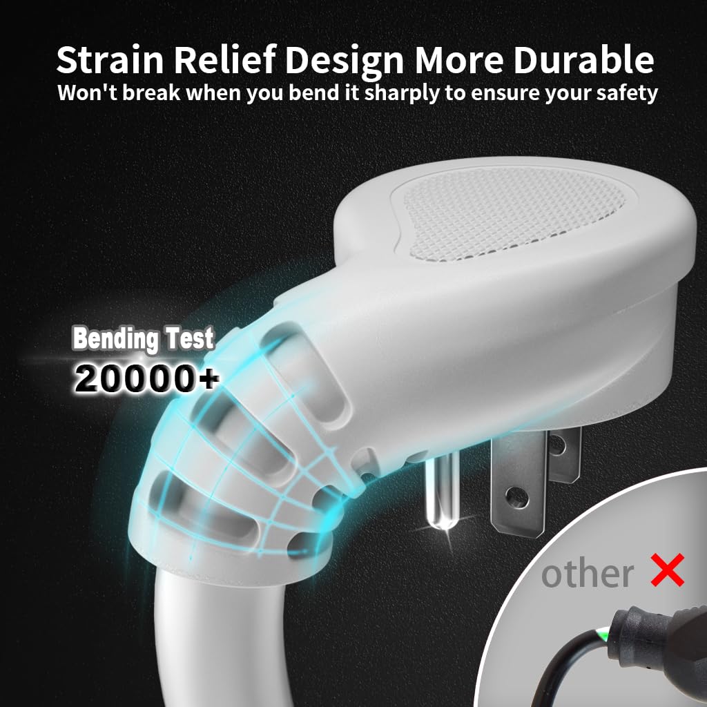 Huanchain 14 Gauge 10 Ft (2Pack) Flat Plug Extension Cord White Indoor Outdoor, Heavy Duty 3 Prong Grounded Low Profile Extensio