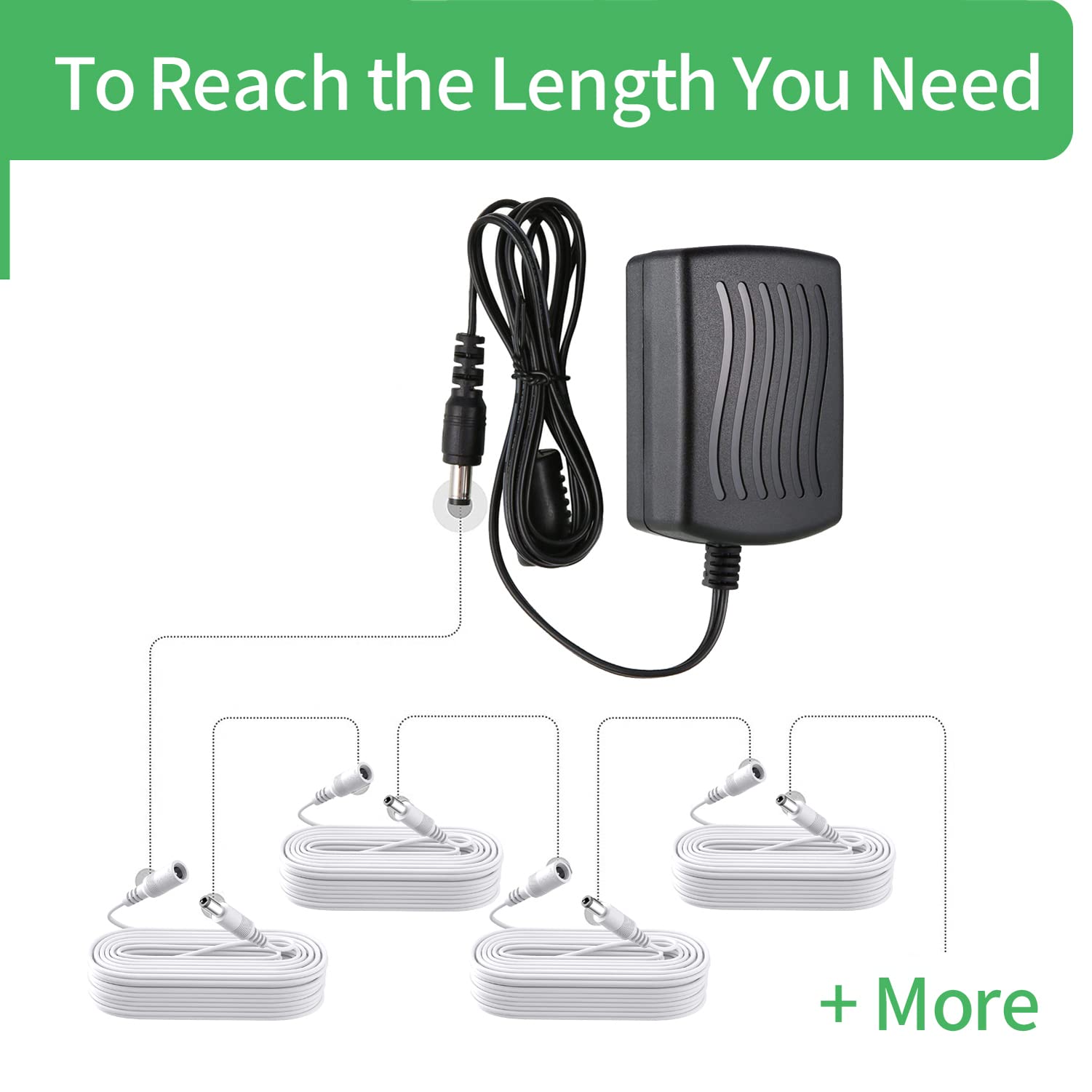 Security 01 26Ft 8M Dc 12V Power Extension Cable For Cctv Security Camera Dvr Standalone, Dc Extension Cord 5.5Mm X 2.1Mm,White