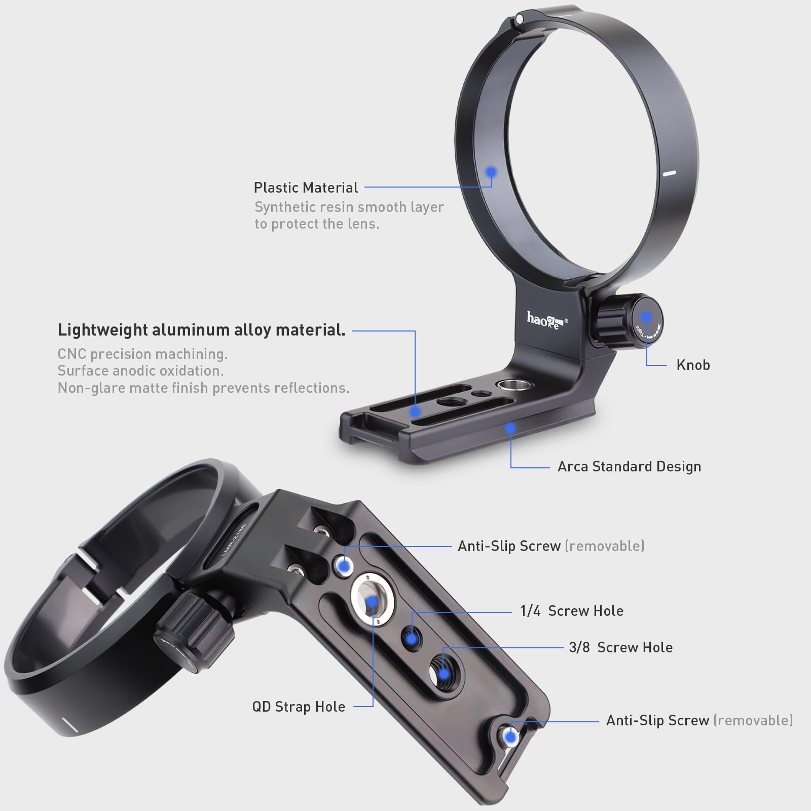 Haoge Lmr Z186 Lens Collar For Nikon Nikkor Z 180 600Mm F/5.6 6.3 Vr Lens Tripod Mount Ring Built In Arca Type Quick Release Plate