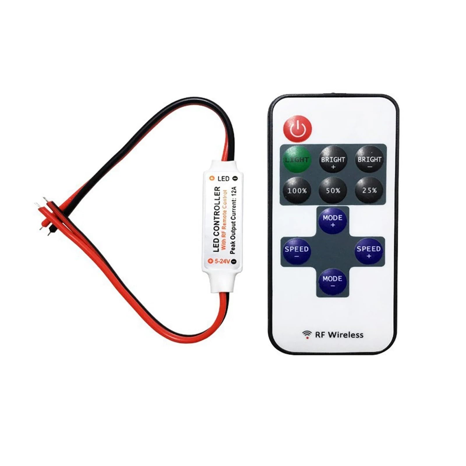 WYSJKJGH 1SET mini Wireless Remote Control 5-24V 12A LED dimming Controller Suitable for Single Color LED Light Strips 5050 5630