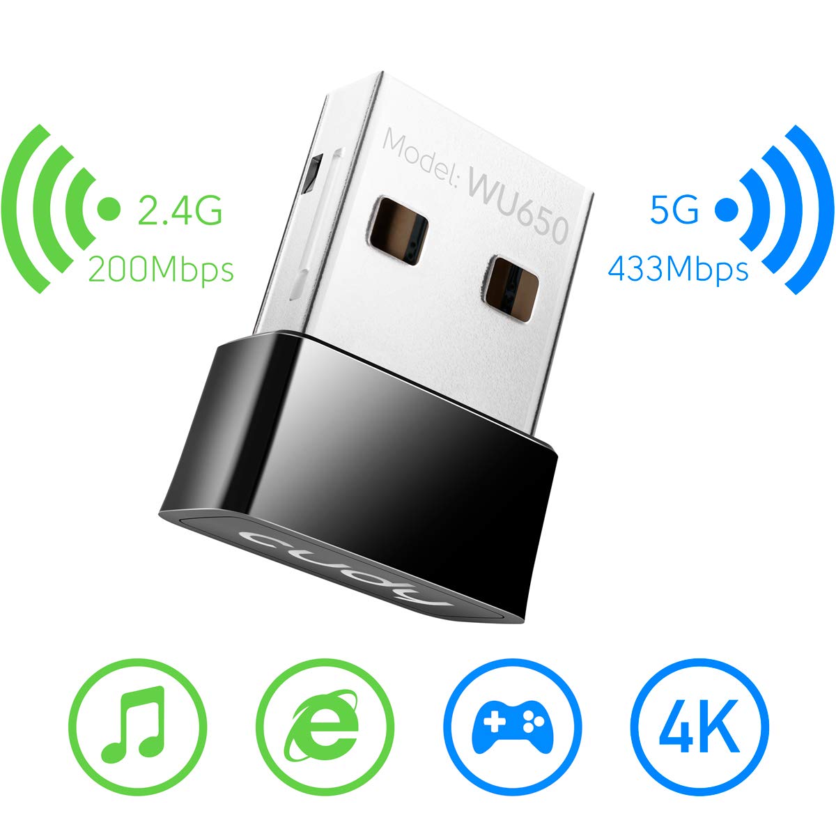 Cudy Ac 650Mbps Usb Wifi Adapter For Pc, 5Ghz/2.4Ghz Wireless Dongle, Wifi Wireless Adapter For Laptop   Nano Size, Compatible W
