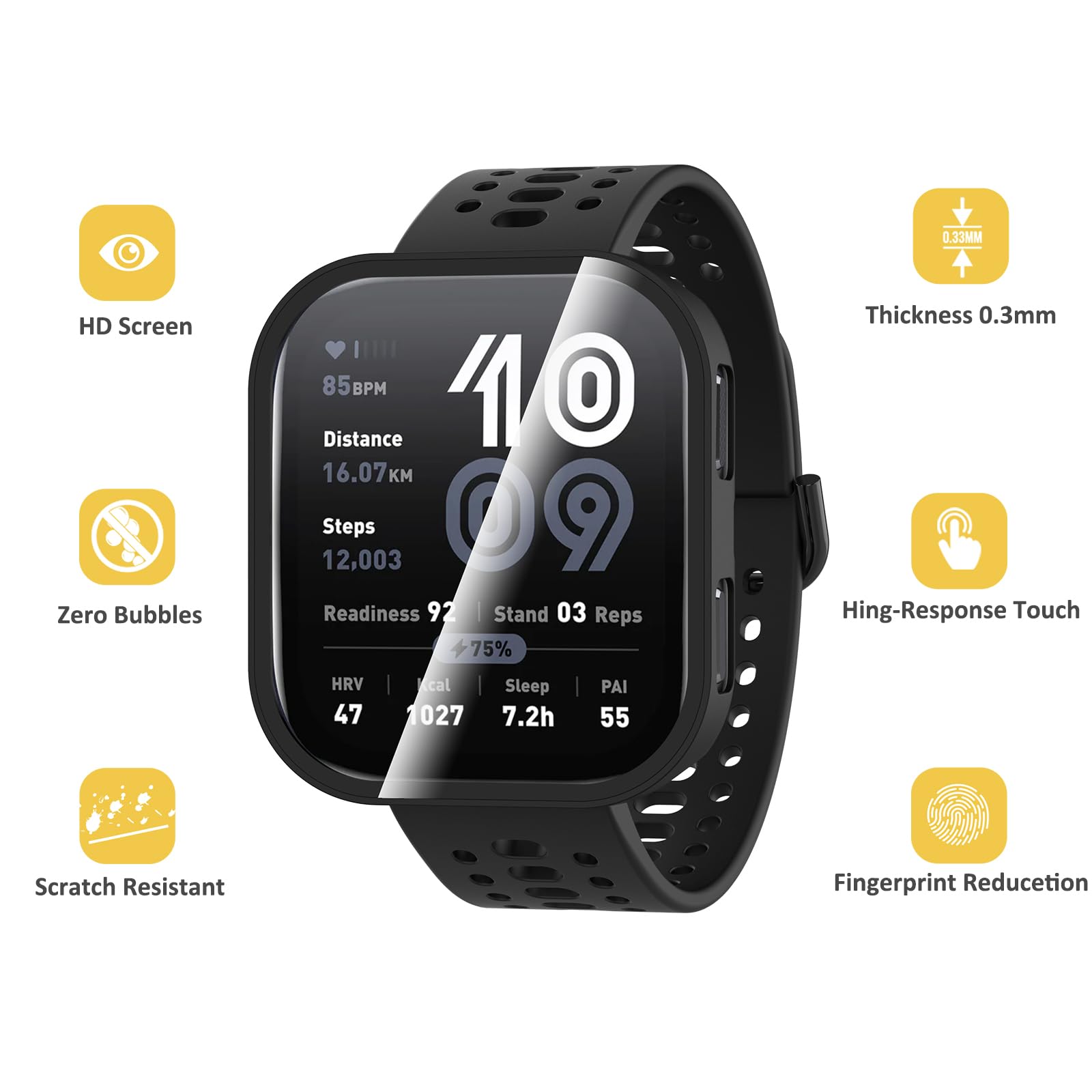 Wd&Cd 2 Pack Case Compatible For Amazfit Bip 6 Black+Clear, Hard Pc Case With Tempered Glass Screen Protector Compatible With Am