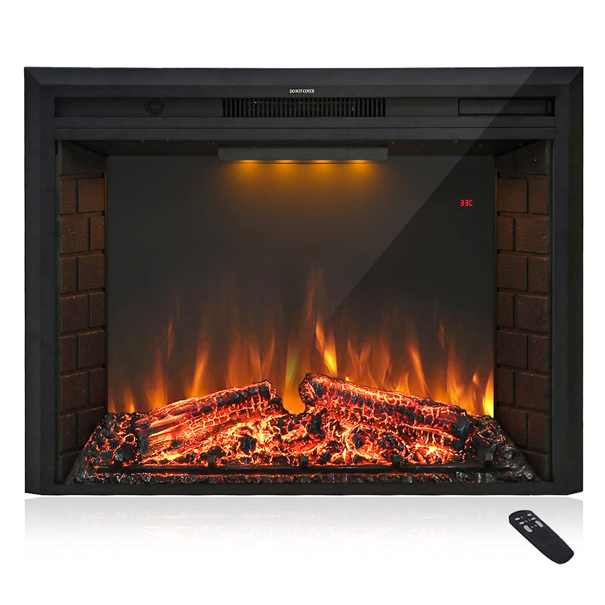 Masarflame 43'' Electric Fireplace Insert, Retro Recessed Fireplace Heater With Fire Cracking Sound, Remote Control & Timer, 750