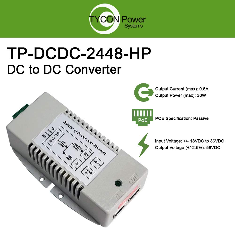 Tycon Systems Tp Dcdc 2448 Hp 56V Dc Out 30W Hi Power Dc To Dc Converter And Poe Inserter