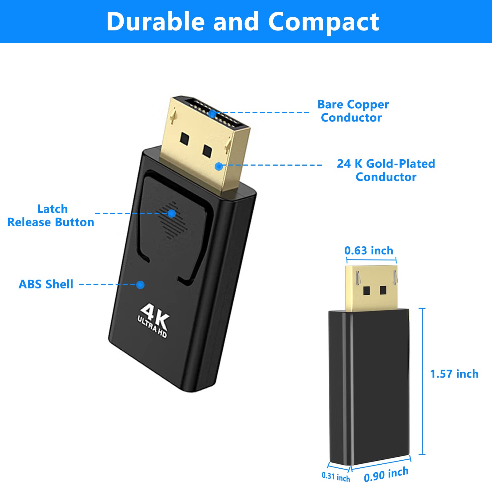 Nolyth 4K Displayport To Hdmi Adapter 2 Pack, Uni Directional Dp Pc To Hdmi Monitor Converter, Compatible With Lenovo, Dell, Hp