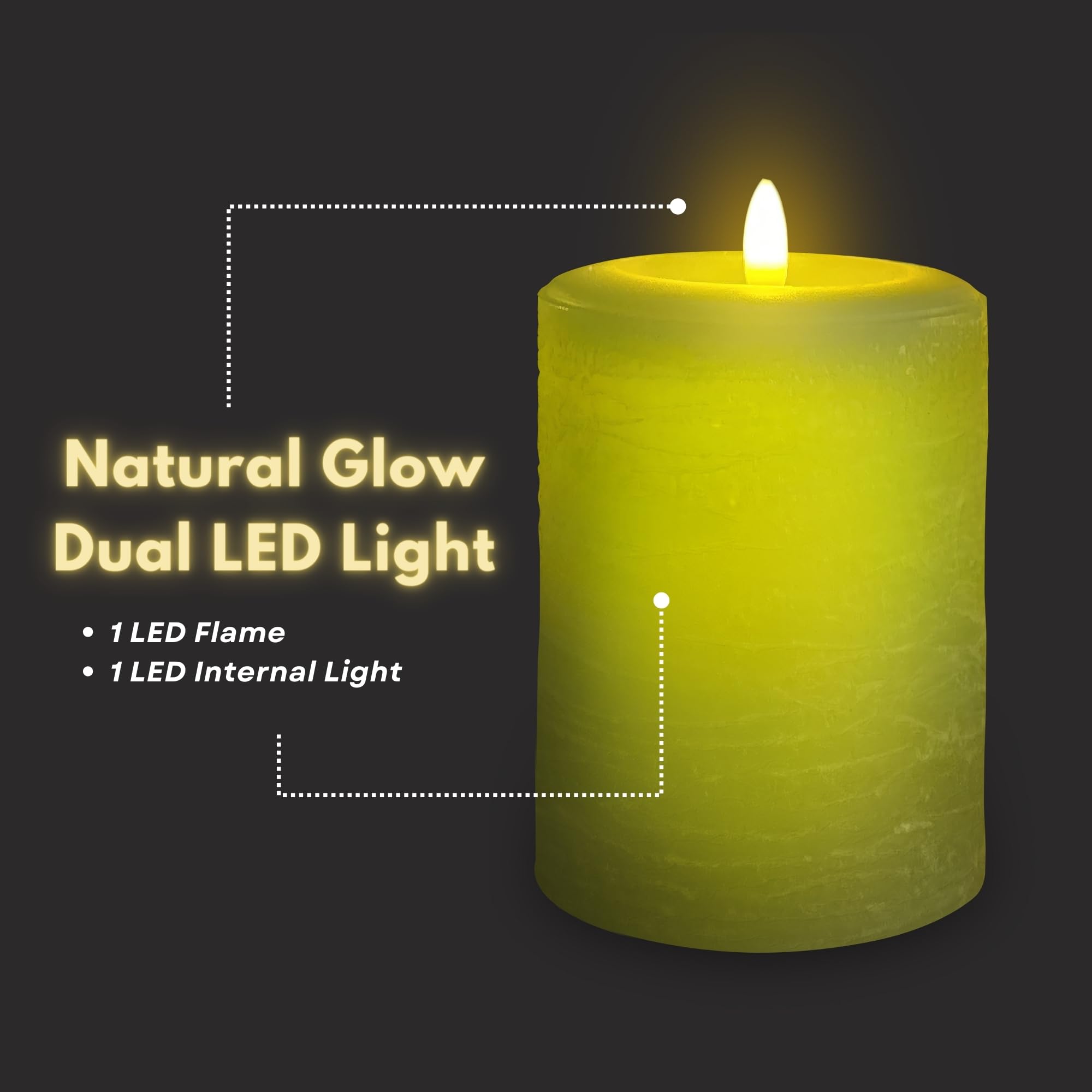 Lumipur Signature Collection Natural Glow Flickering Flameless 4 Pack Led Wax Pillar Candle (4 Pack 3.5'' X 5'', Sage Green)