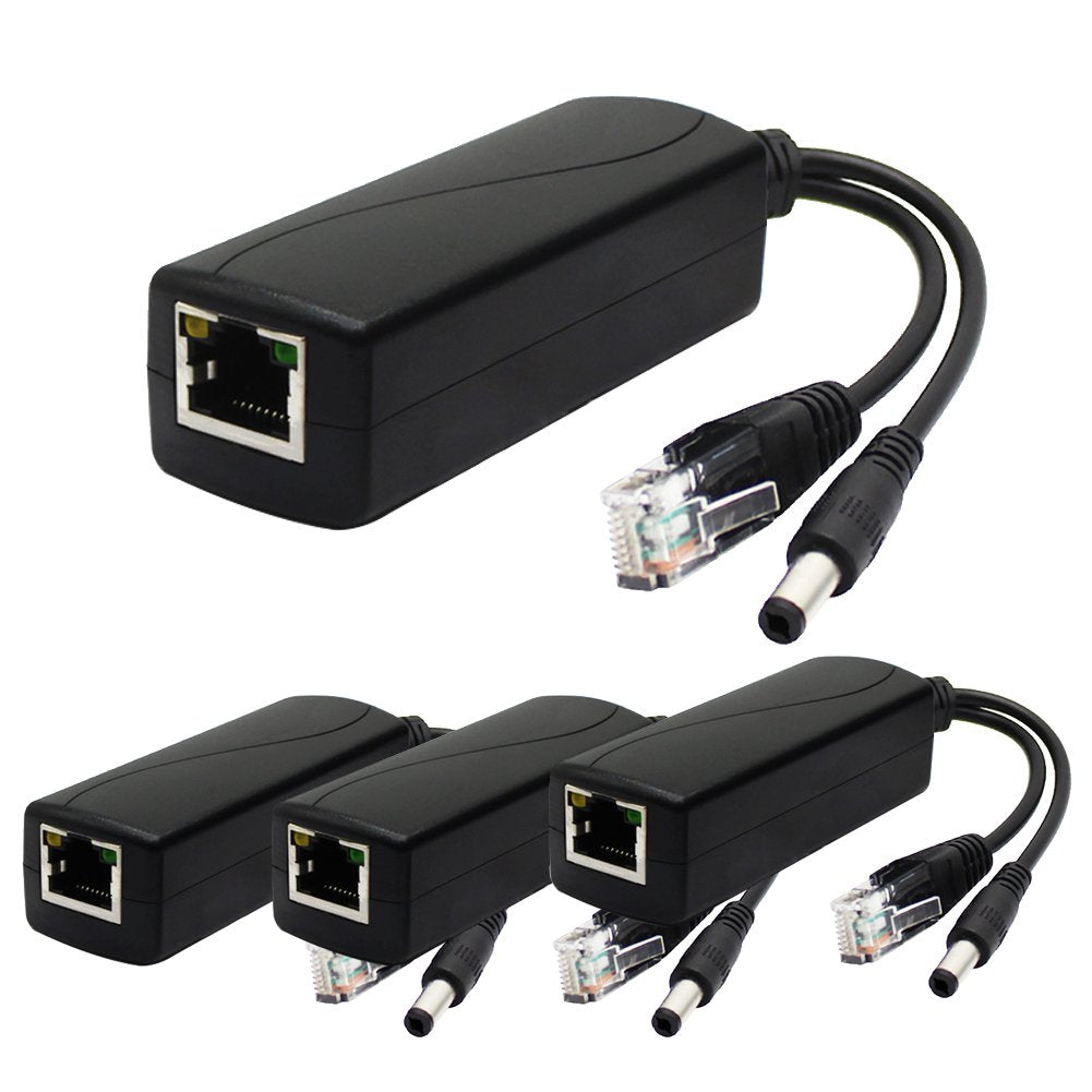 Anvision 4 Pack Active 48V To 12V Poe Splitter Adapter, Plug 5.5Mm X 2.5Mm, Ieee 802.3Af Compliant 10/100Mbps