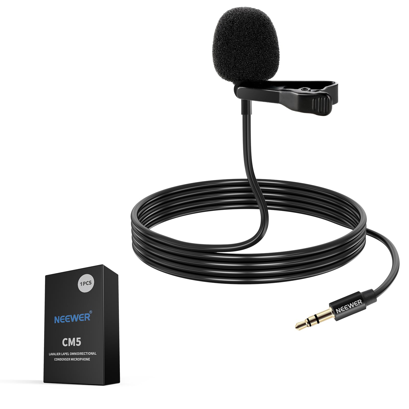 NEEWER Lavalier Lapel Microphone Compatible with Rode Wireless GO II 2 DJI Wireless Mic Transmitters, Omnidirectional Condenser 