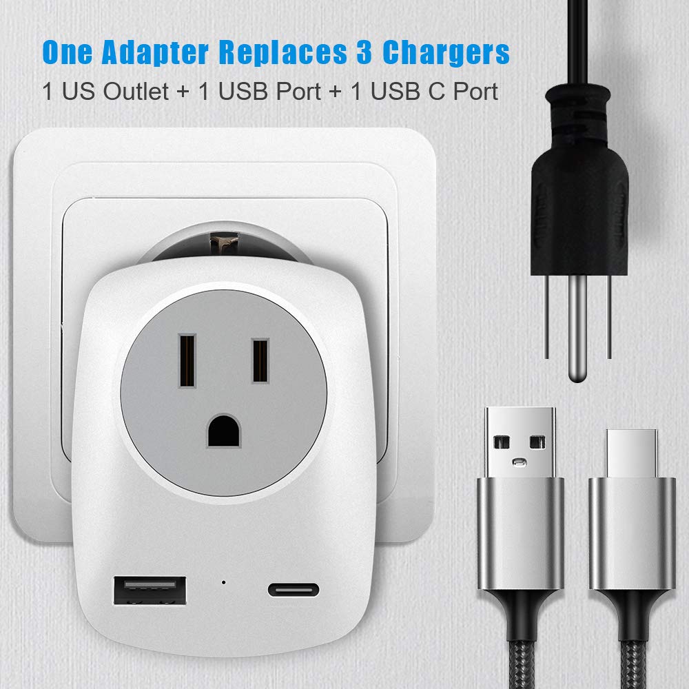 European Travel Plug Adapter With Usb C Charging Port (Not For Uk) Europe Outlet Converter For Spain France German Greece Icelan