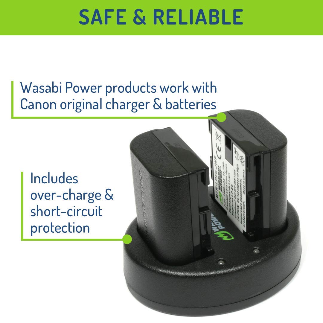 Wasabi Power Lp E6Nh Battery (2 Pack) & Dual Usb Charger For Canon Eos 5D Mark Ii/Iii/Iv, 5Ds, 5Ds R, 6D, 6D Mark Ii, 7D, 7D Mar