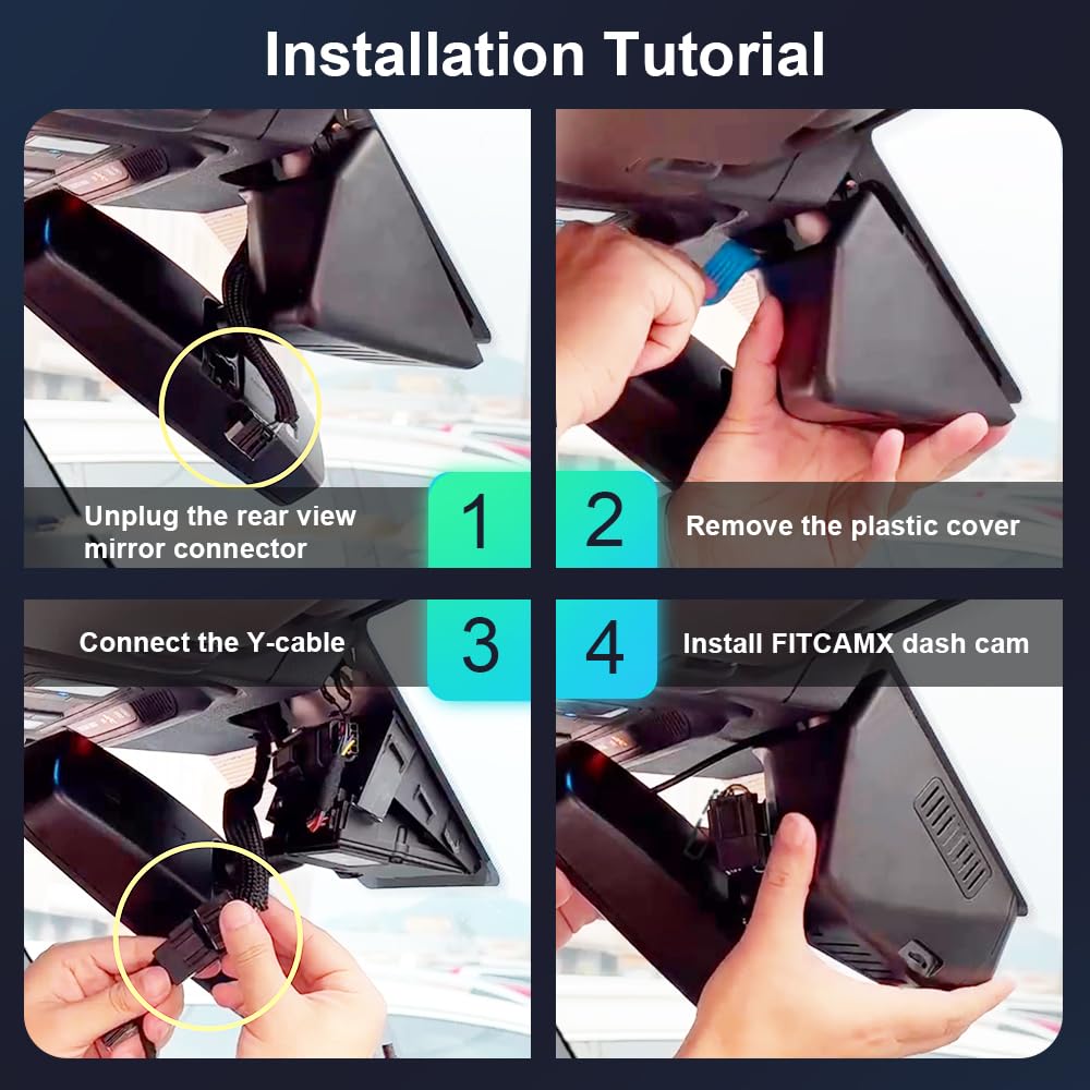 Fitcamx Front 4K+Rear 1080P Dash Cam For 2021 2024 Ford Bronco Base 2 Door 4 Door Big Bend Black Diamond & Rapor 2022 2024 (Gen6