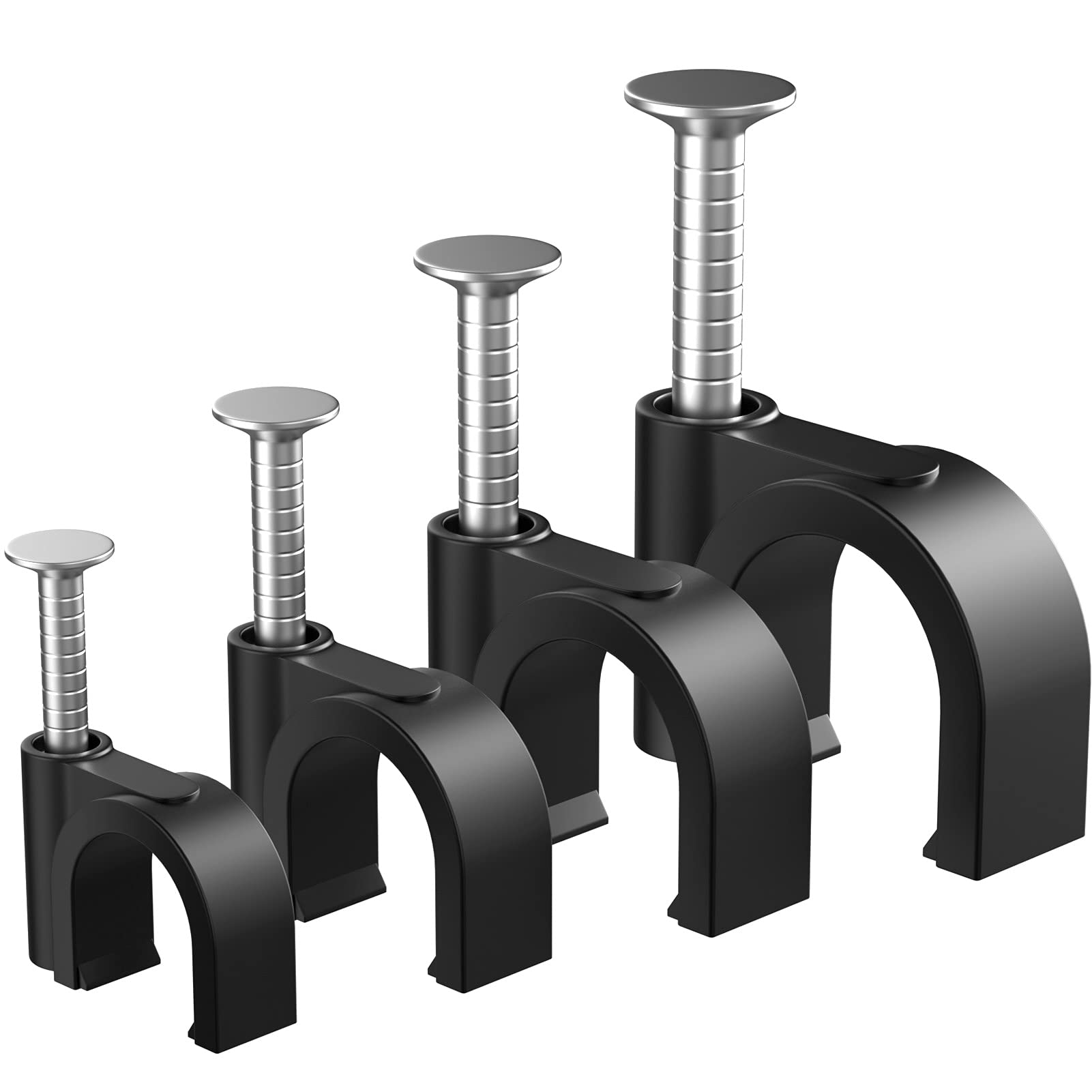 400Pcs Black Cable Clips 4/6/8/10Mm Cable Wire Clips Nail In Cable Clips Cable Tacks Coaxial Nail Clamps Cable Nails For Cords C