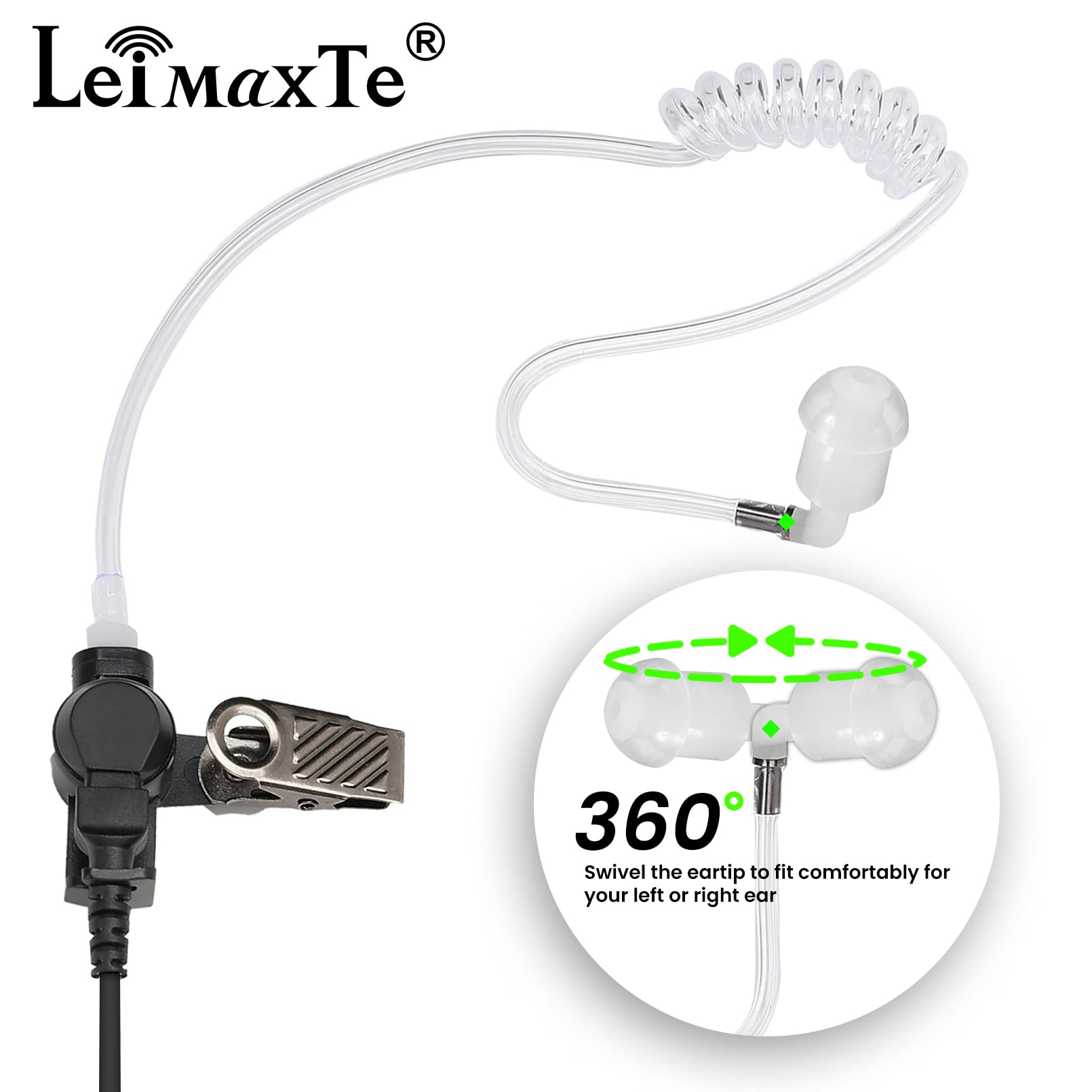 Leimaxte Apx 6000/4000/8000 Xpr 7550 Xpr 7550E Xpr 6350 6550 7350E 7580E Earpiece Headset For Motorola Radio With Acoustic Tube And Ptt Mic (2 Pcs)