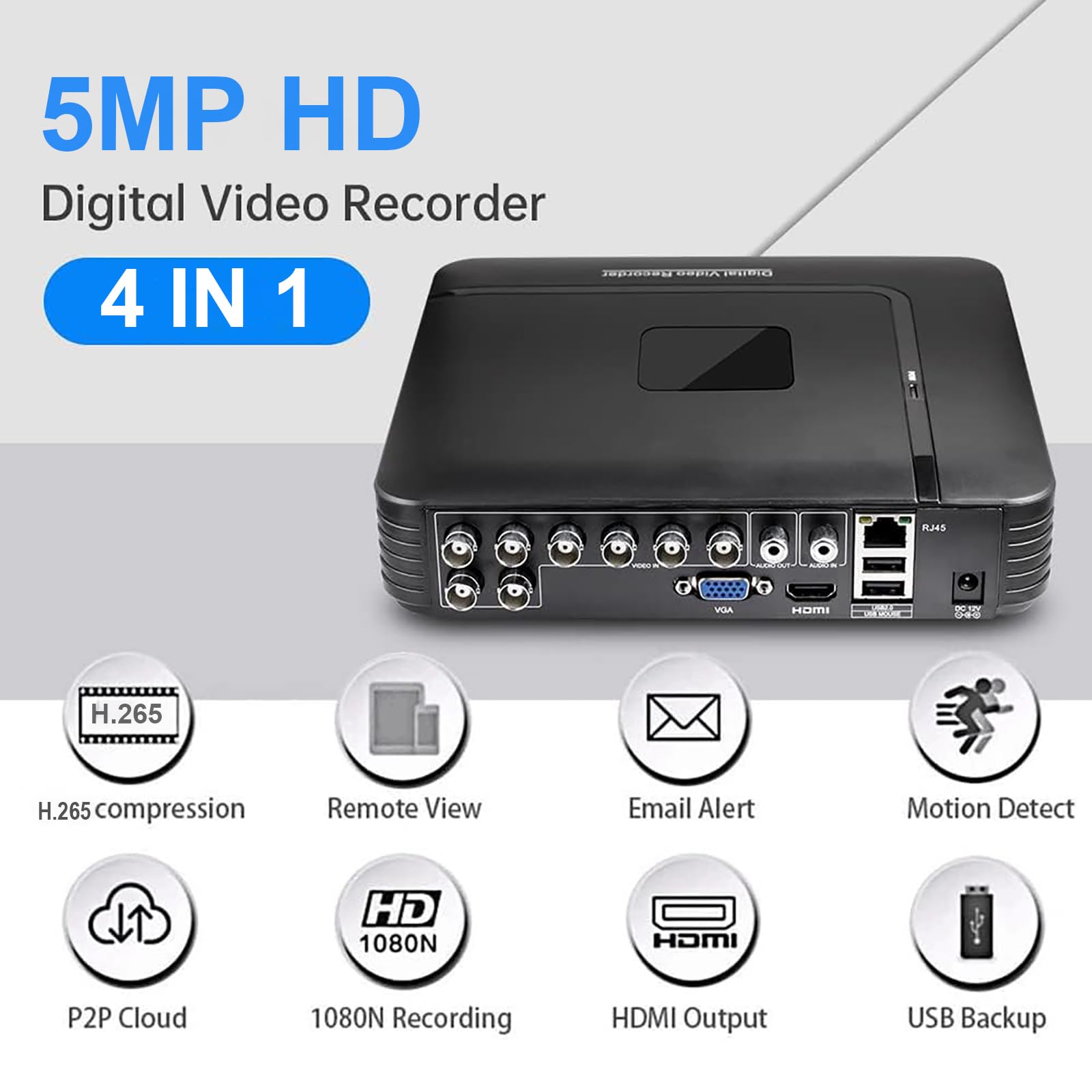 1080P 8Ch Surveillance Dvr Recorder H.265+ Standalone 4 In 1 Cctv Digital Video Recorder Dvr For Security Camera Home Surveillan