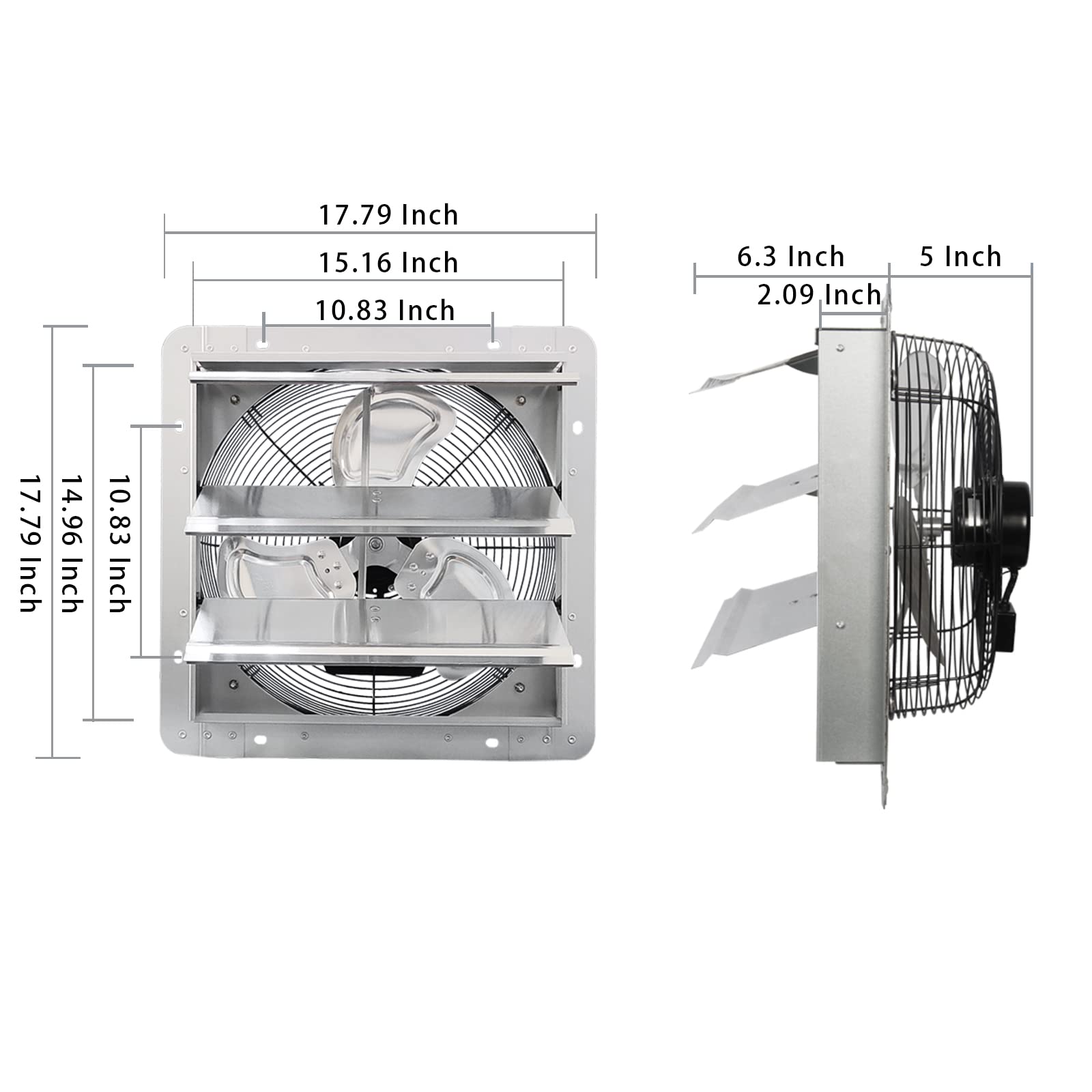 Ken Brown 14 Inch Shutter Exhaust Fan, High Speed 1520Cfm, Wall Mounted With 1.65M Power Cord, For Garages, Attics, Greenhouses,