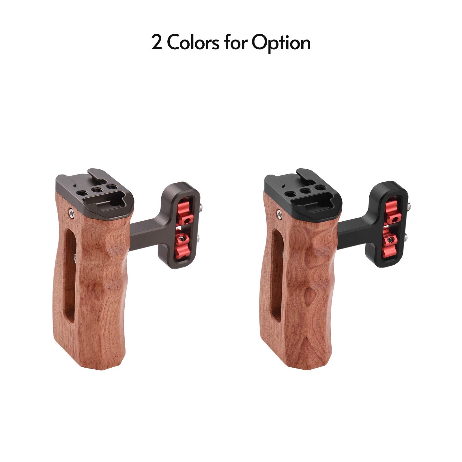 Andoer Universal Camera Cage Left/Right Side Handle Wooden Hand Grip With 1/4 Screw Hole Cold Shoe Mount For Camera Cage