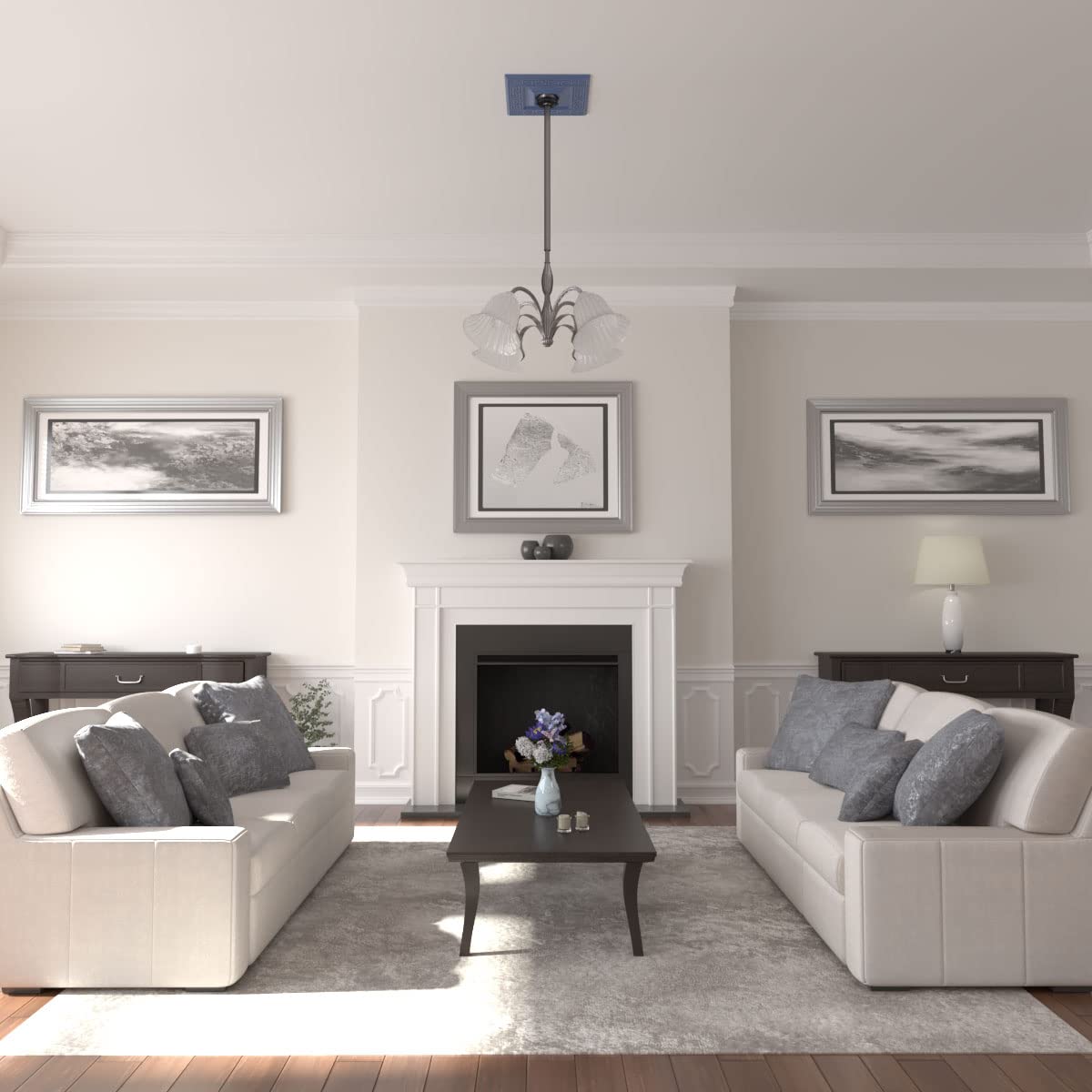 Ekena Millwork Cm18Eramf Eris Ceiling Medallion, 18''W X 18''H X 3 1/2''Id X 1 1/8''P, Hand Painted Americana