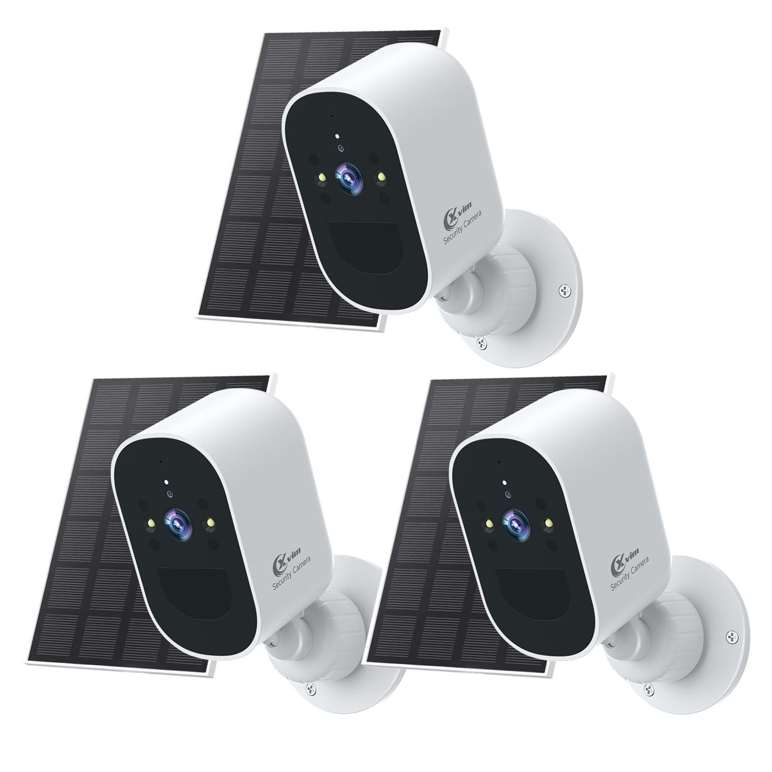 Xvim 1080P 3Pack Solar Camera Outdoor Wireless, Battery Powered Camera Wireless Outdoor, 2.4Ghz Wifi, Color Night Vision, Ai Detection, Sd/Cloud