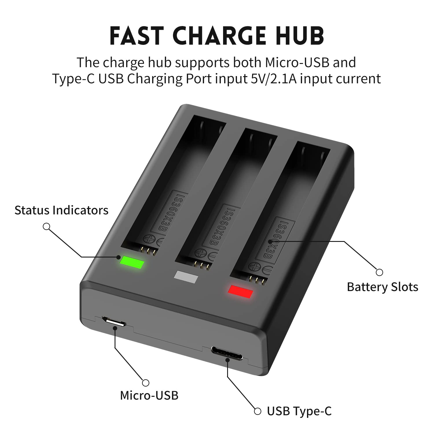 2 Packs Replacement Insta 360 X3 Battery 1800Mah And Battery 3 Channel Fast Charge Hub(Cinsaaq/A) Compatible With Insta 360 X3 A