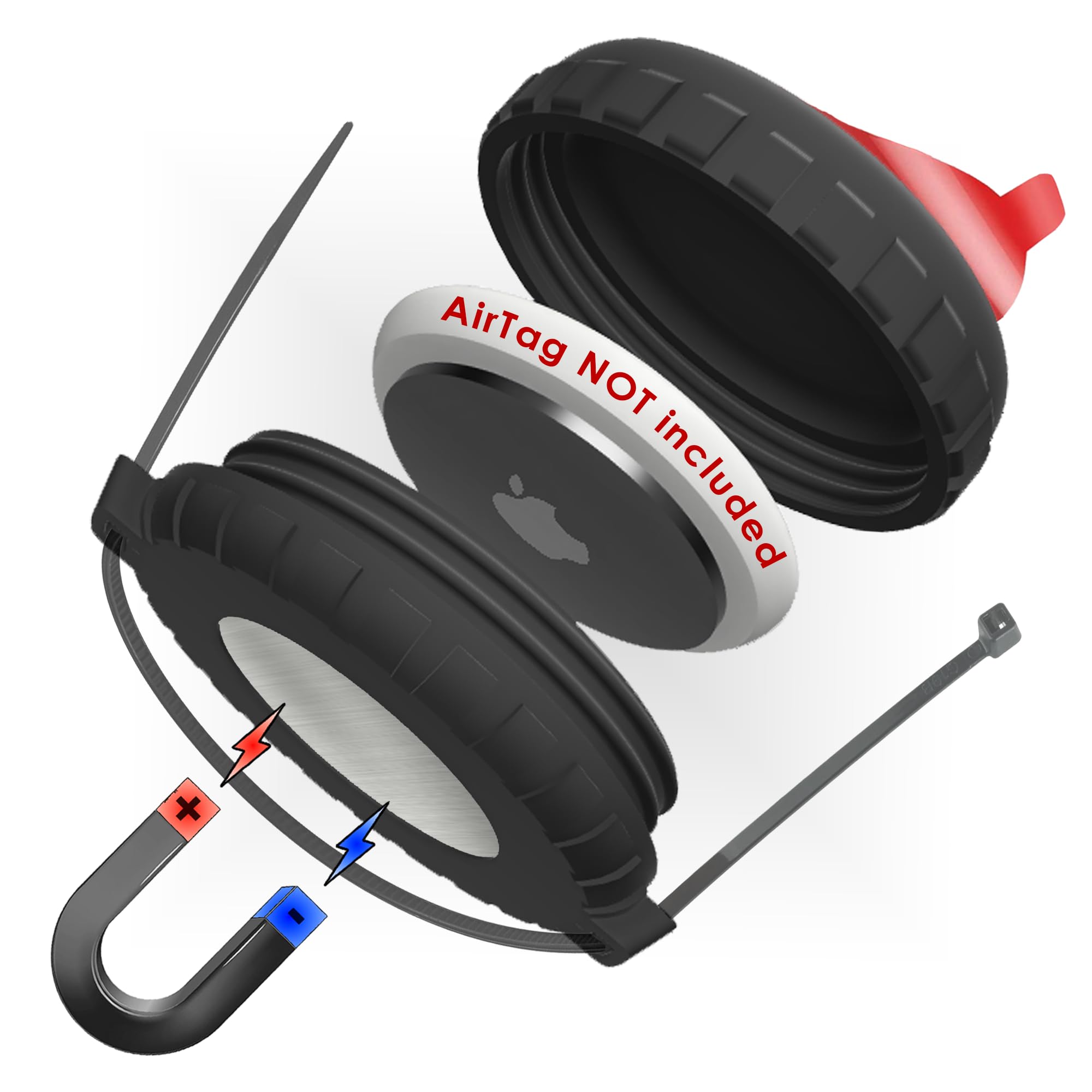 Ultra Strong Case Compatible With Apple Airtag Waterproof, Vibration & Shock Proof, Secure Attach For Hidden Tracking Of Car, Bi