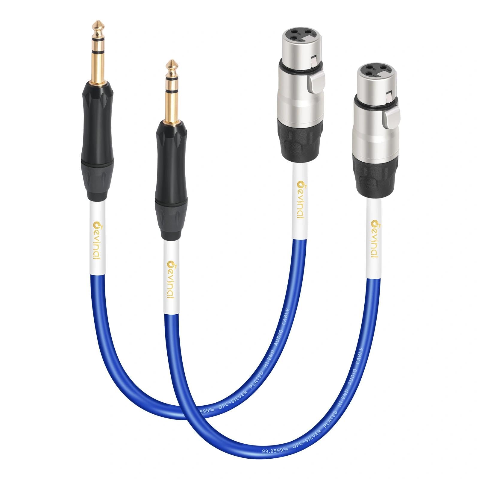 Devinal [20 AWG Silver-Plated OFC] XLR Female to 1/4 inch TRS Cable Hi-Fi Grade Balanced Female XLR to Quarter inch 6.35mm Stere