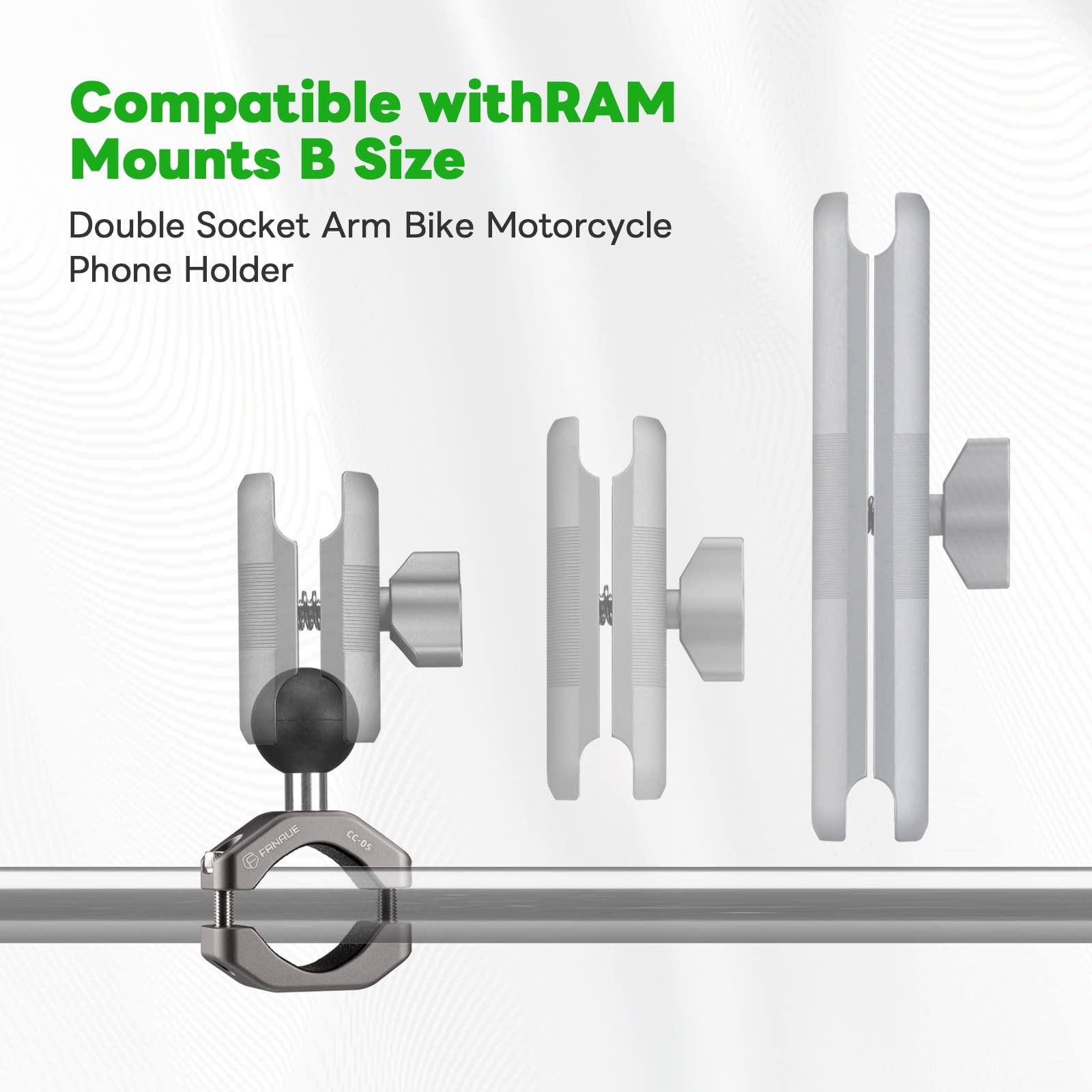 Fanaue Cc 05 Aluminum Handlebar Clamp Mount U Bolt Base Compatible With Ram Mounts B Size 1 Inch Ball Double Socket Arm & Bike M