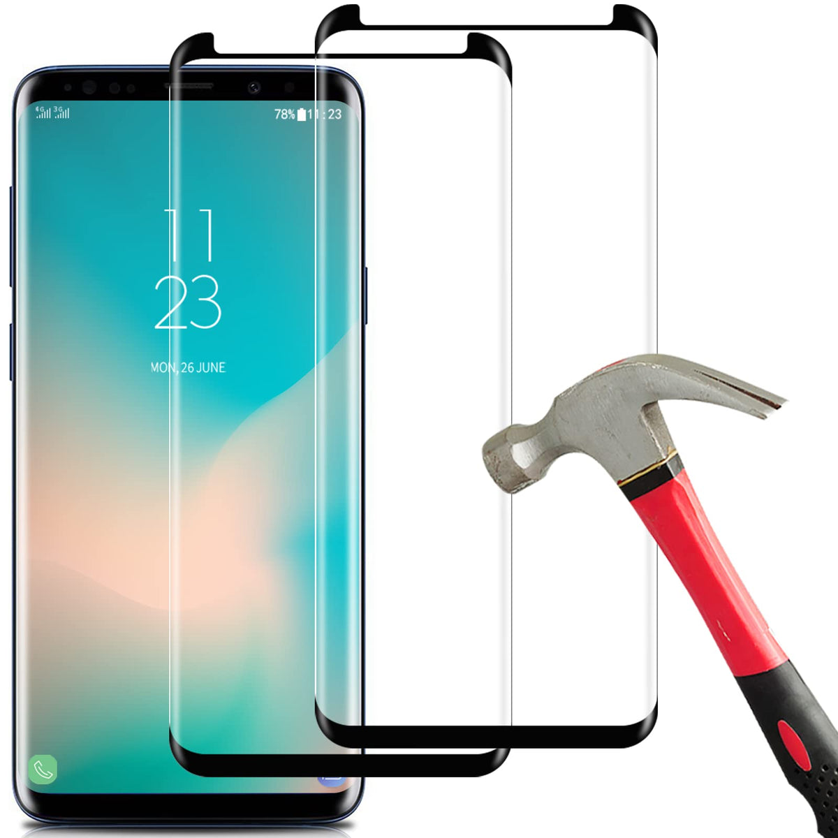 ? 2 Pack?Coolpow Designed For Samsung Galaxy S9 Plus Screen Protector, Case Friendly, Anti Bubble, 3D Curved Coverage, Samsung S