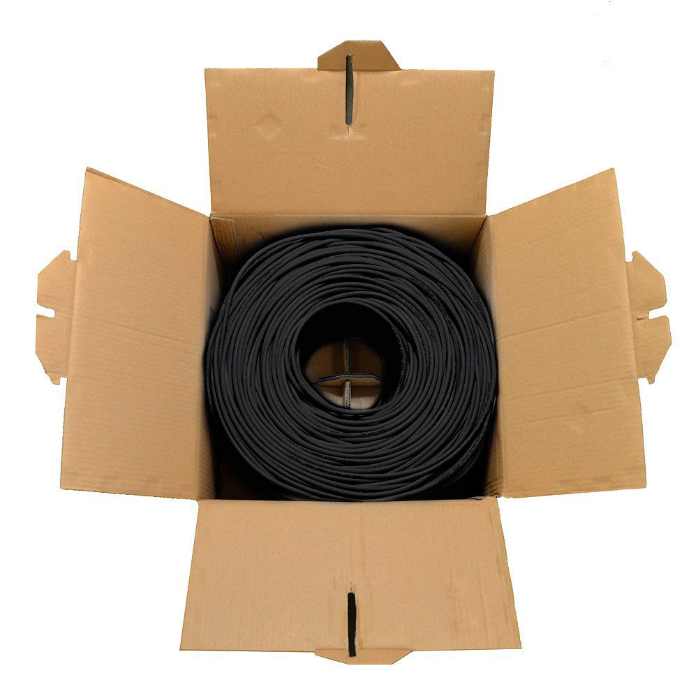 Dripstone Cat6 1000Ft 23Awg 550Mhz Solid Utp Ethernet Cable Rj45 Cca Bulk Network Lan Wire Rj45 Easy Pull Box 305M (Black)
