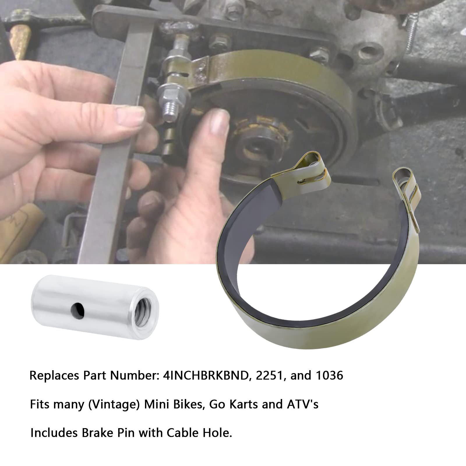 Go Kart Mini Bike 4'' Brake Band & Pin Fit For Many (Vintage) Mini Bikes Go Karts And Atv'S