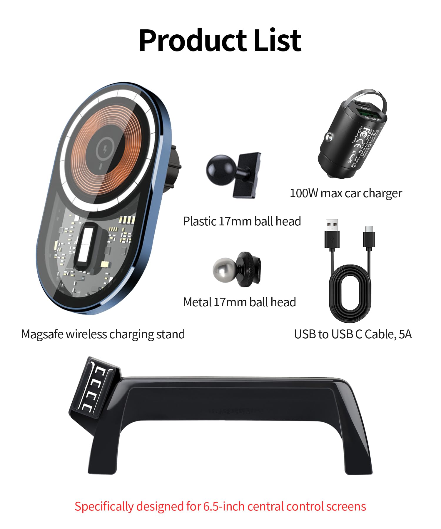 Masergogo Wireless Charging Car Phone Holder For 2012-2018 Bmw 3 Series /2014-2018 Bmw 2 Series/4 Series Accessories 6.5-Inch Sc