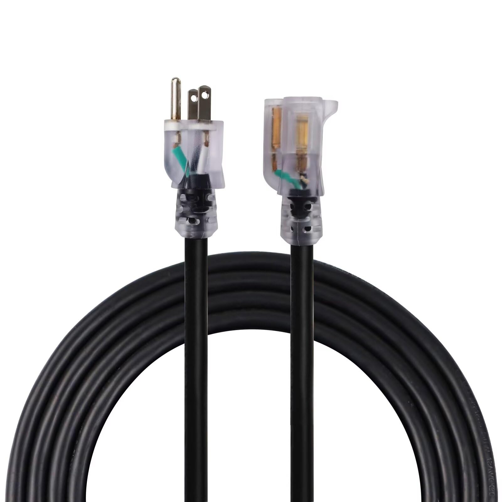 Ultra Explorer Indoor Outdoor Extension Cord Waterproof 10 Ft, 12 Gauge Heavy Duty Black Extension Cord Sjtw, Flexible Cold Resi