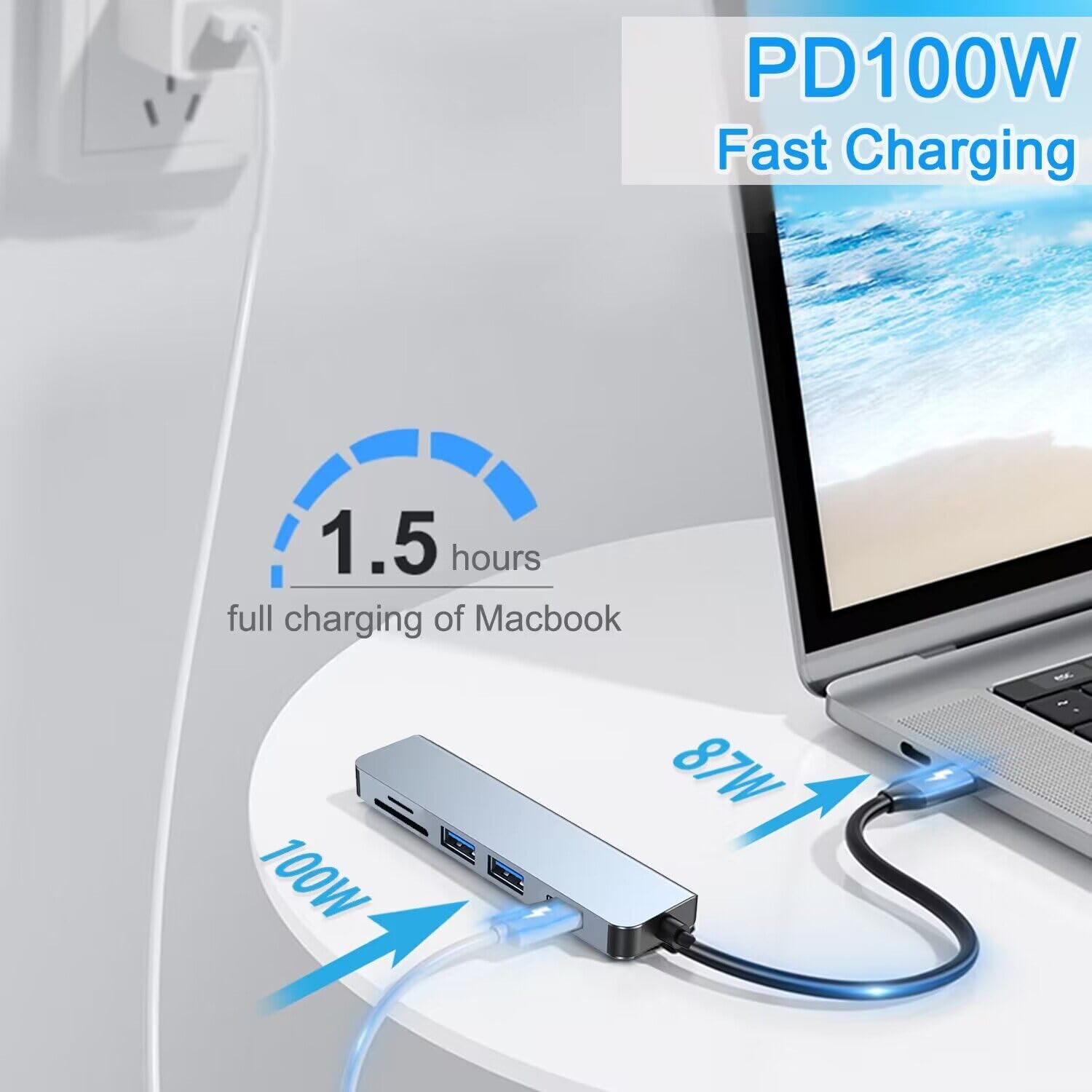 Akwor Usb C To Hdmi Adapter, 6 In 1 Usb C Hub With 4K Hdmi, Usb C Sd/Tf Card Reader,100W Pd, Usb 3.0 Extender, Usb C To Hdmi For