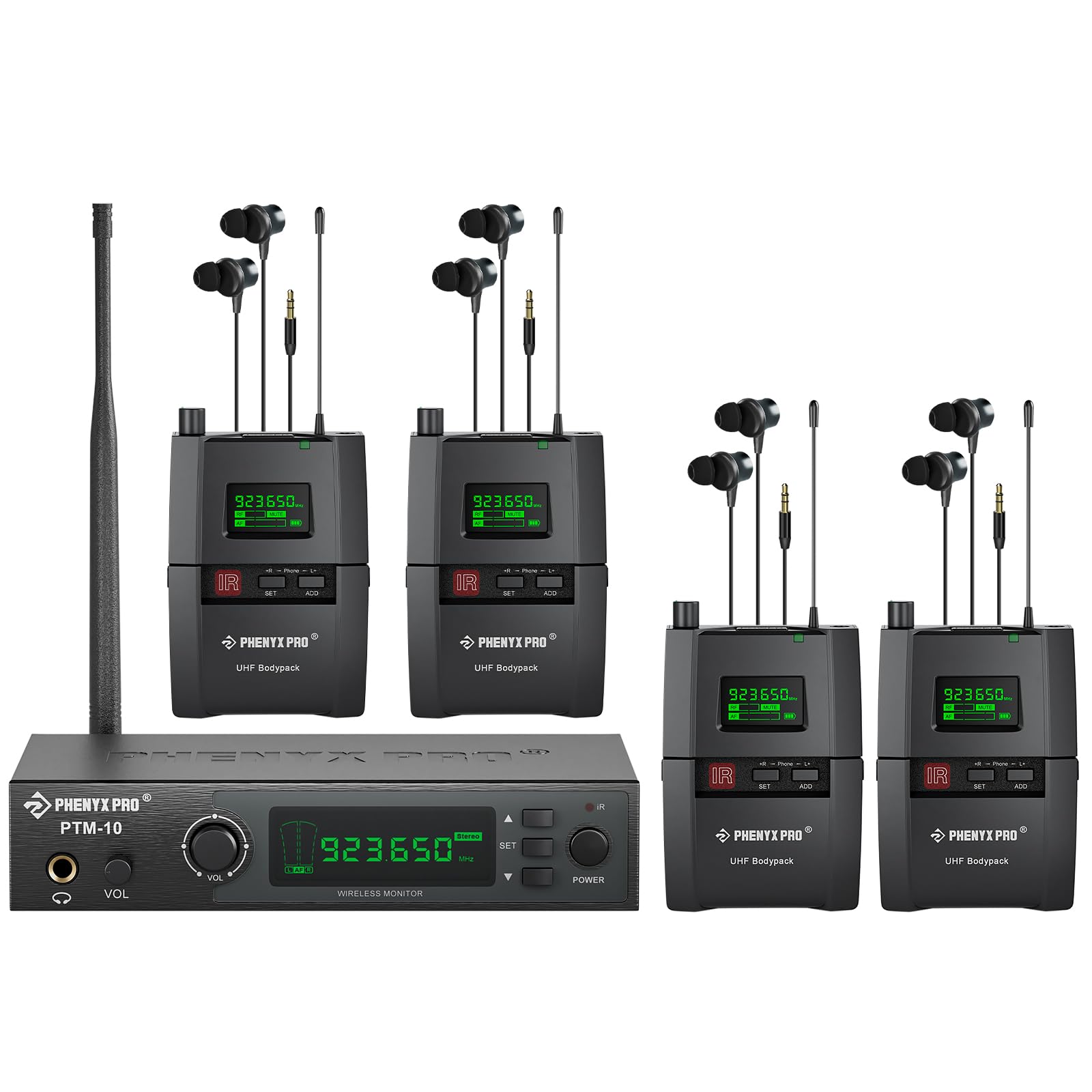 Phenyx Pro Wireless In Ear Monitor System, Stereo Iem System With Rack Mount Kit, 89 Frequencies, 900Mhz Uhf Band, 164Ft Range, 