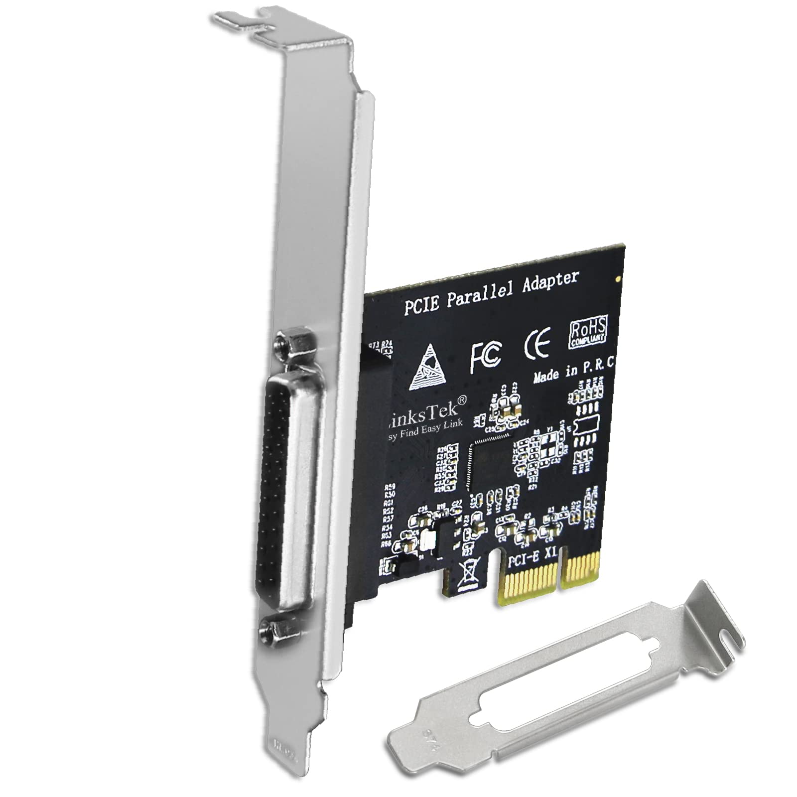 LinksTek 1-Port PCI Express Parallel Card for Printers, IEEE 1284 Standard DB25 LPT PCIE Parallel Port, Supports IEEE 1284 SPP, 
